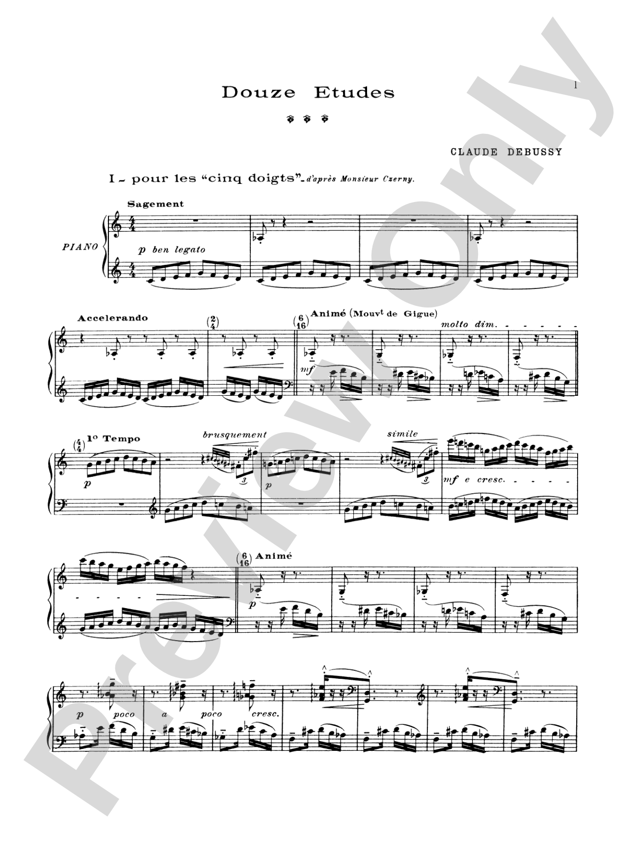 Debussy: Douze Etudes: Piano Book