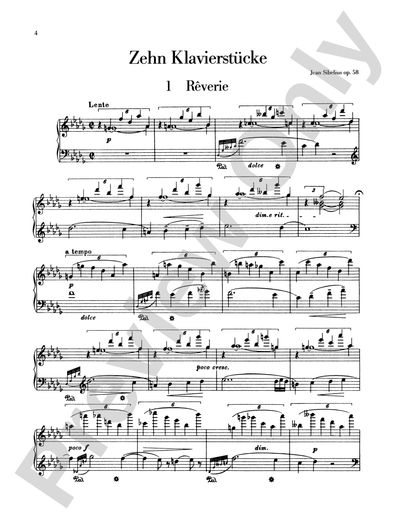 Sibelius: Ten Pieces, Op. 58: Piano Book