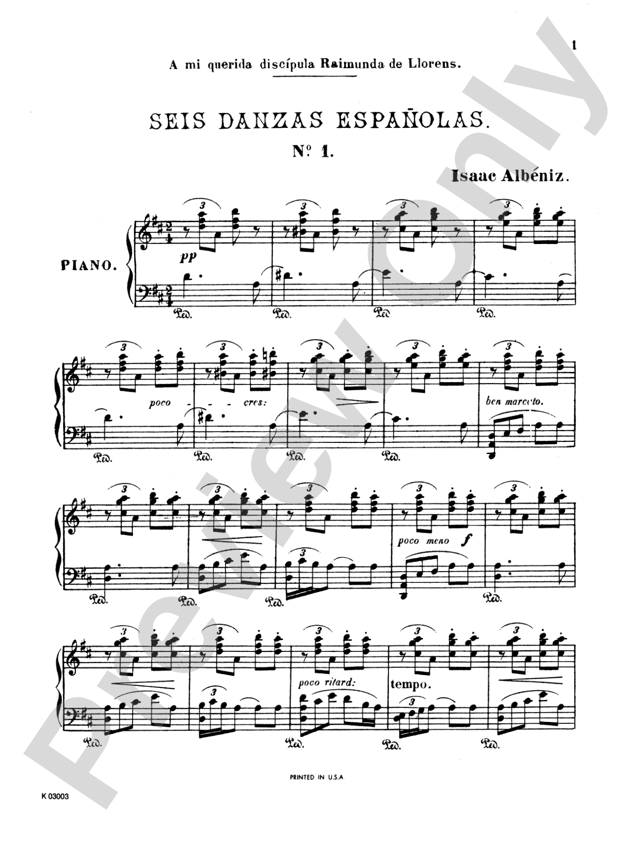Albéniz: Six Spanish Dances: Piano Book