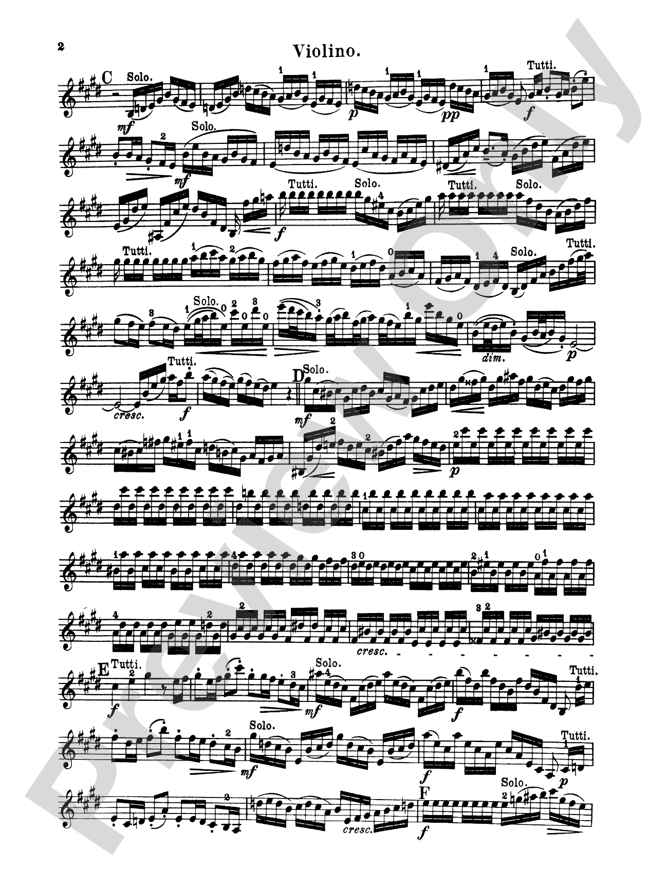 Bach: Violin Concerto No. 2 in E Major: Violin Book