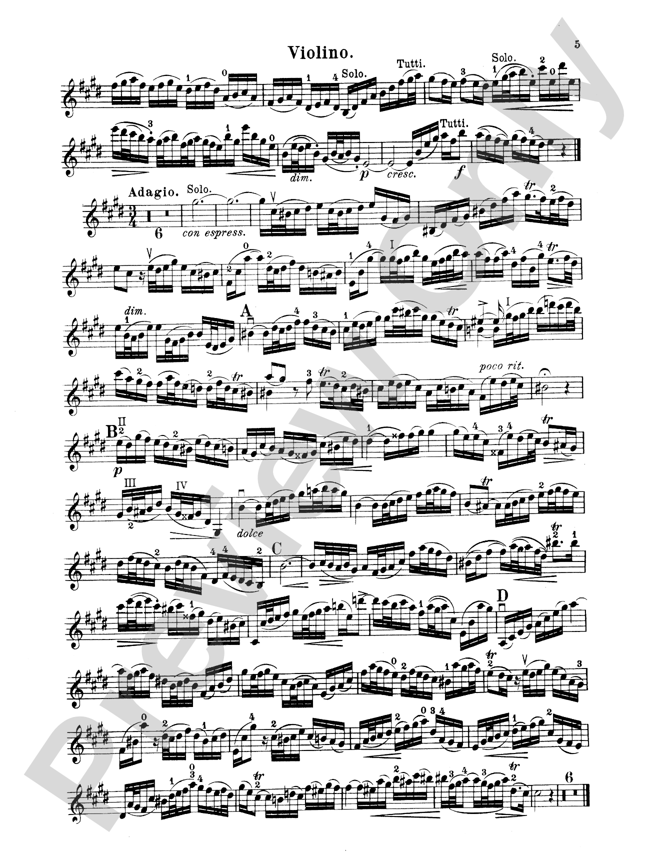 Bach: Violin Concerto No. 2 in E Major: Violin Book
