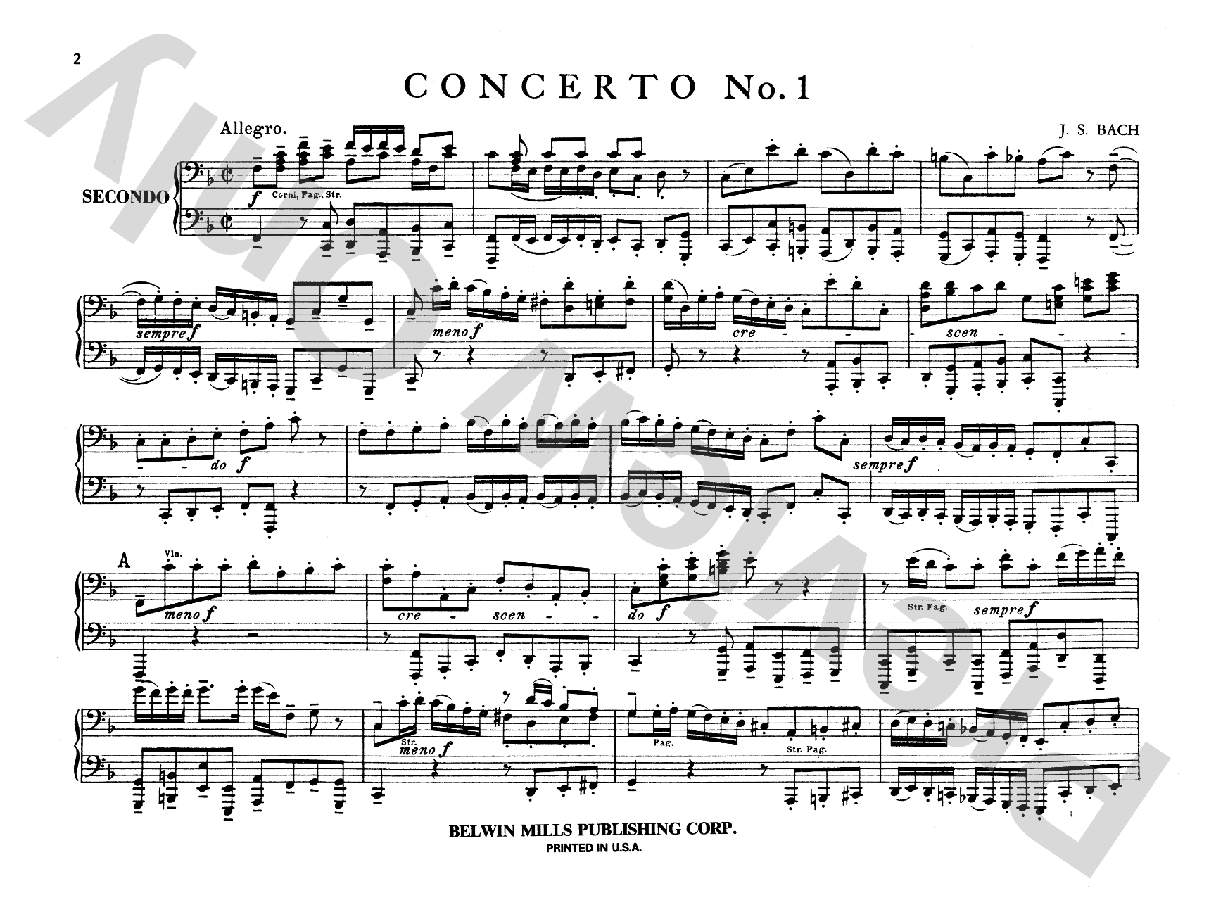 Bach: Brandenburg Concertos (Volume I) (Arr. Max Reger): Piano Duet (1 Piano, 4 Hands) Comb Bound Book