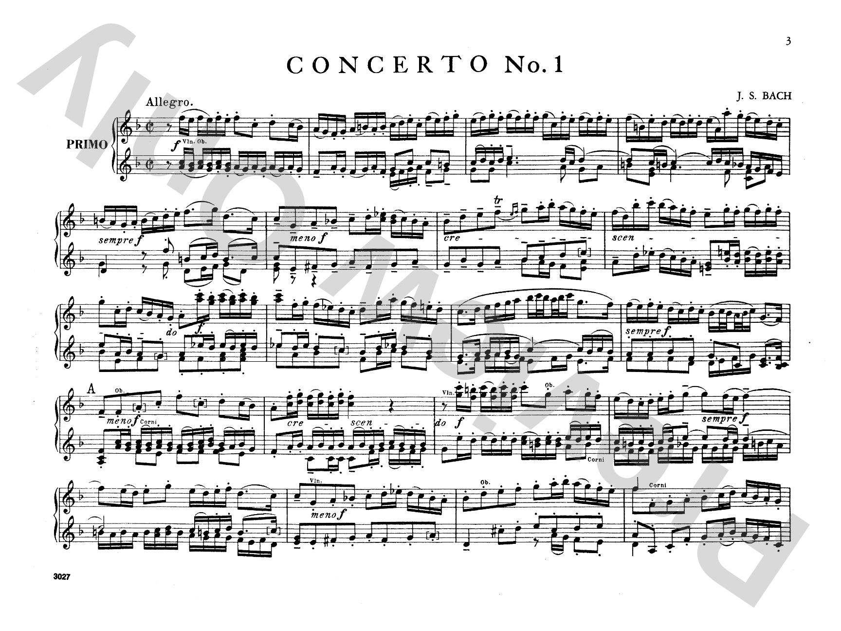 Bach: Brandenburg Concertos (Volume I) (Arr. Max Reger): Piano Duet (1 Piano, 4 Hands) Comb Bound Book