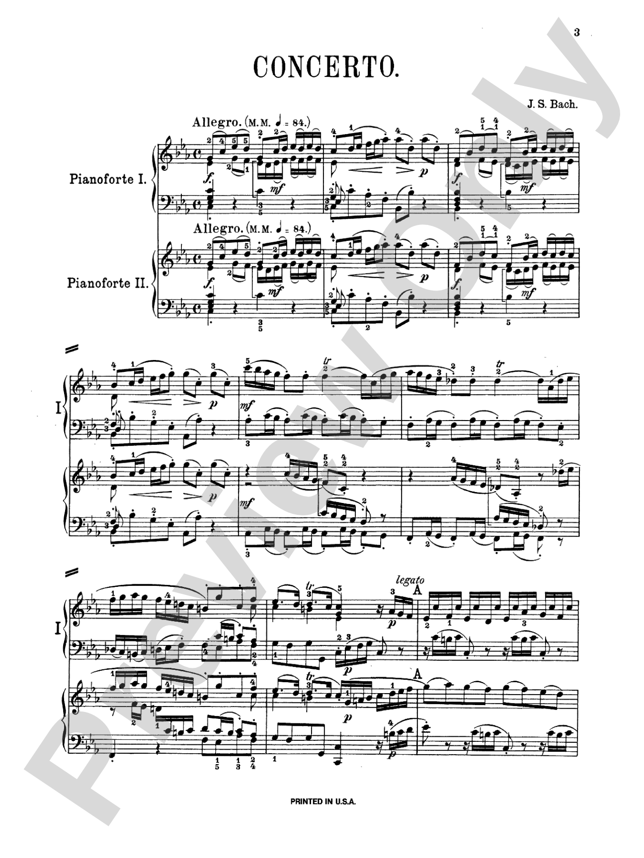 Bach: Concerto for Two Pianos in C Minor: Piano Duo (2 Pianos, 4 Hands) Book (2 copies required)