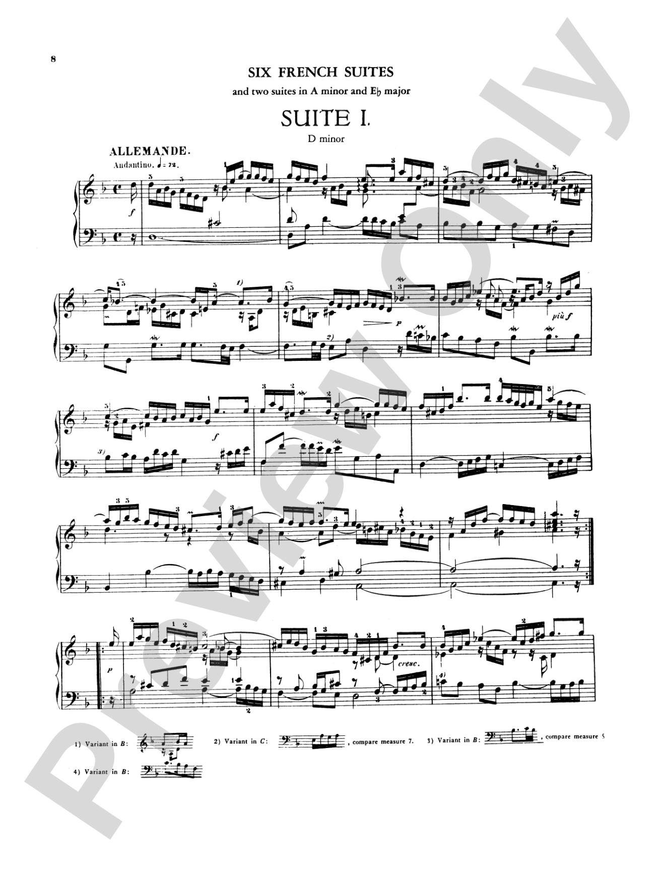 Bach: Six French Suites (Ed. Hans Bischoff): Piano Book