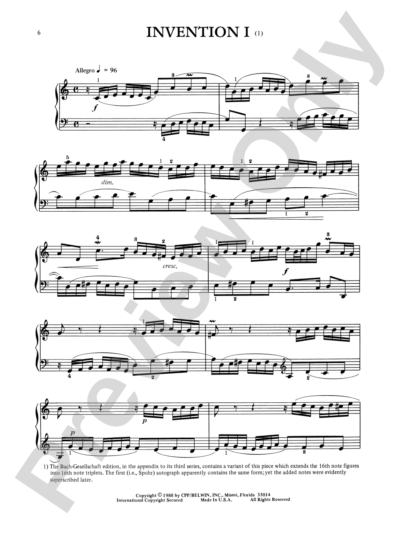 Bach: Two-Part Inventions (Ed. Hans Bischoff): Piano Book
