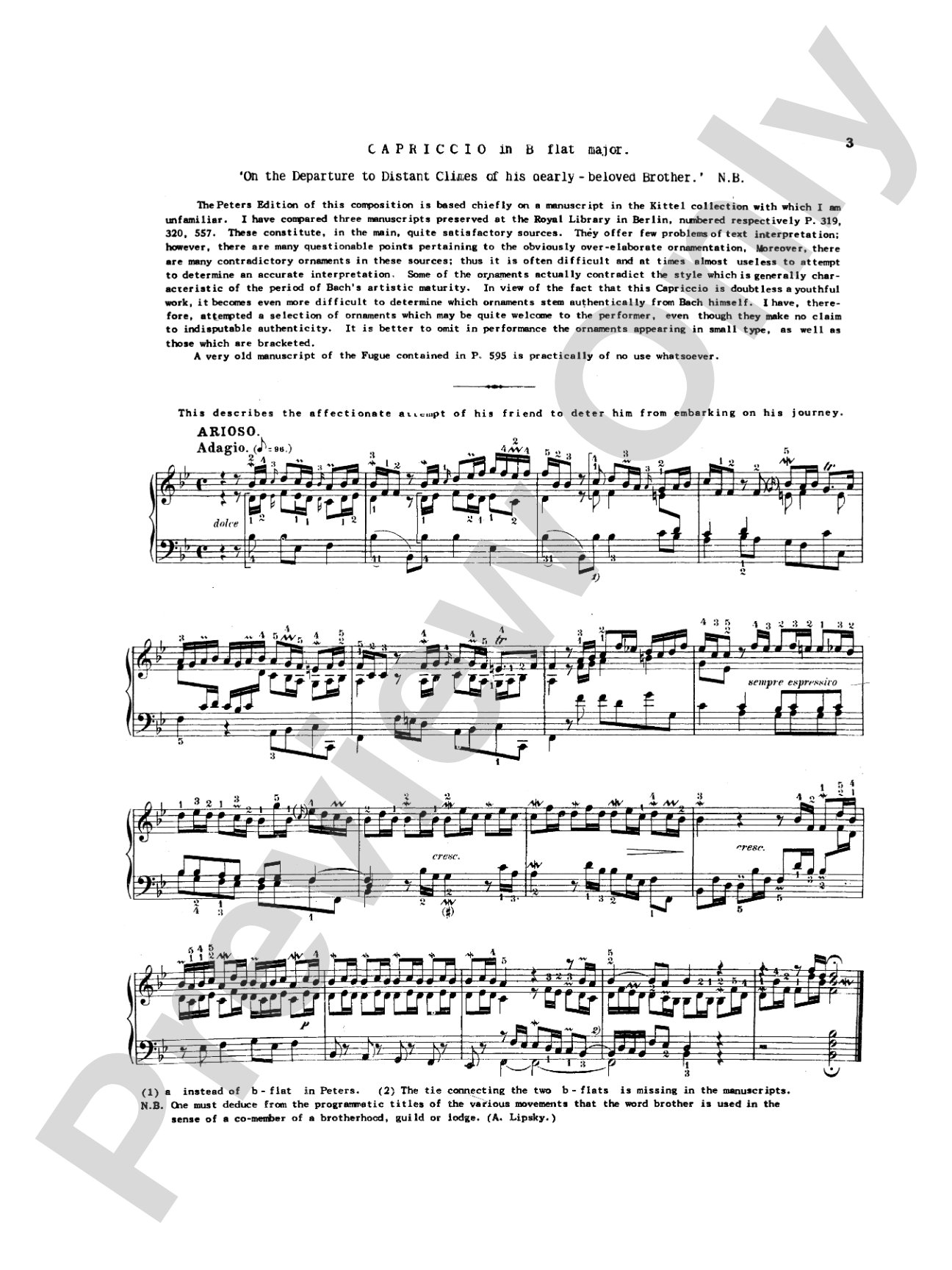 Bach: Cappriccio on the Departure of His Dearly Beloved Brother: Piano