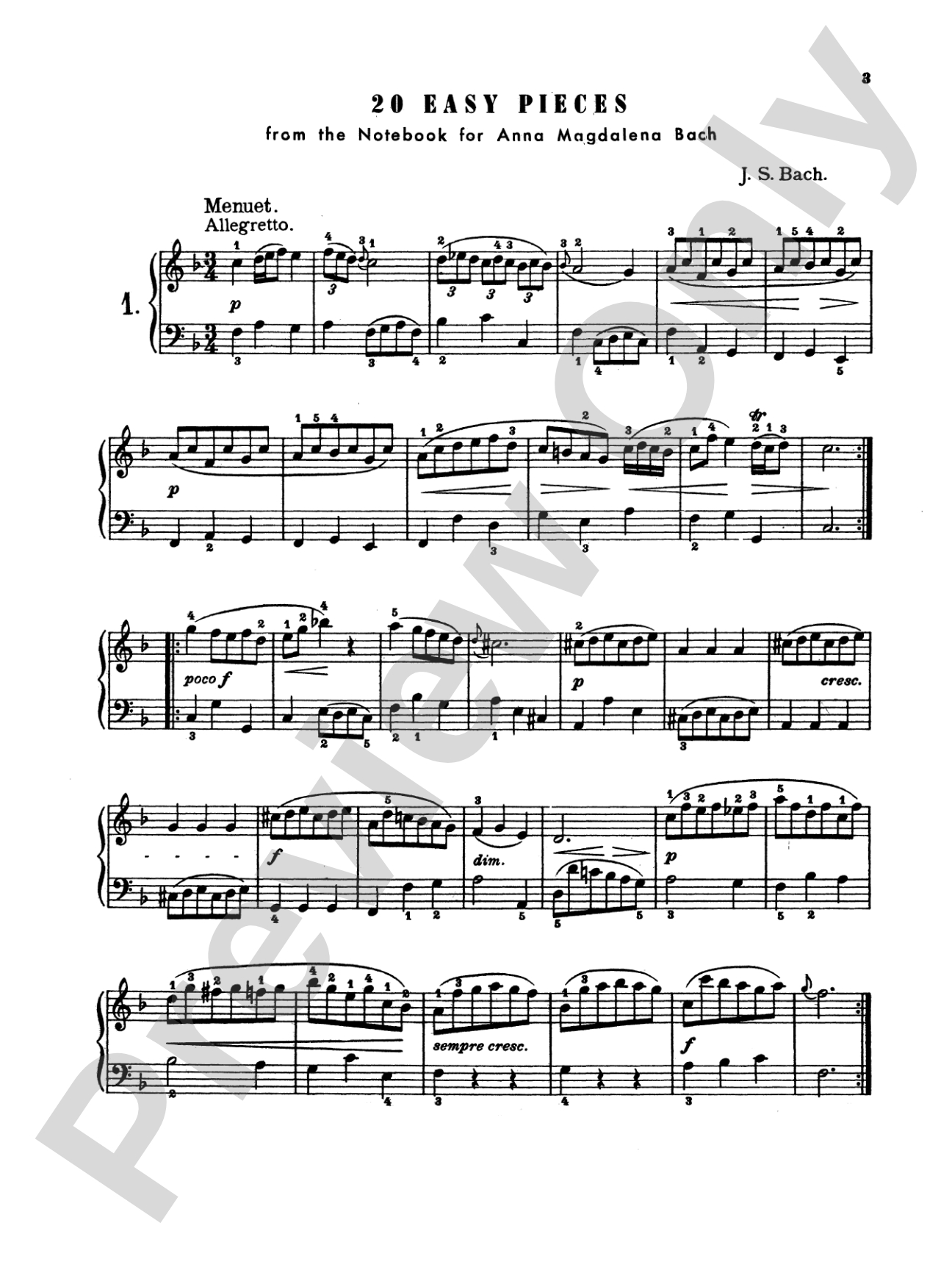 Bach: Twenty Easy Pieces from the Anna Magdalena Notenbuch: Piano Book
