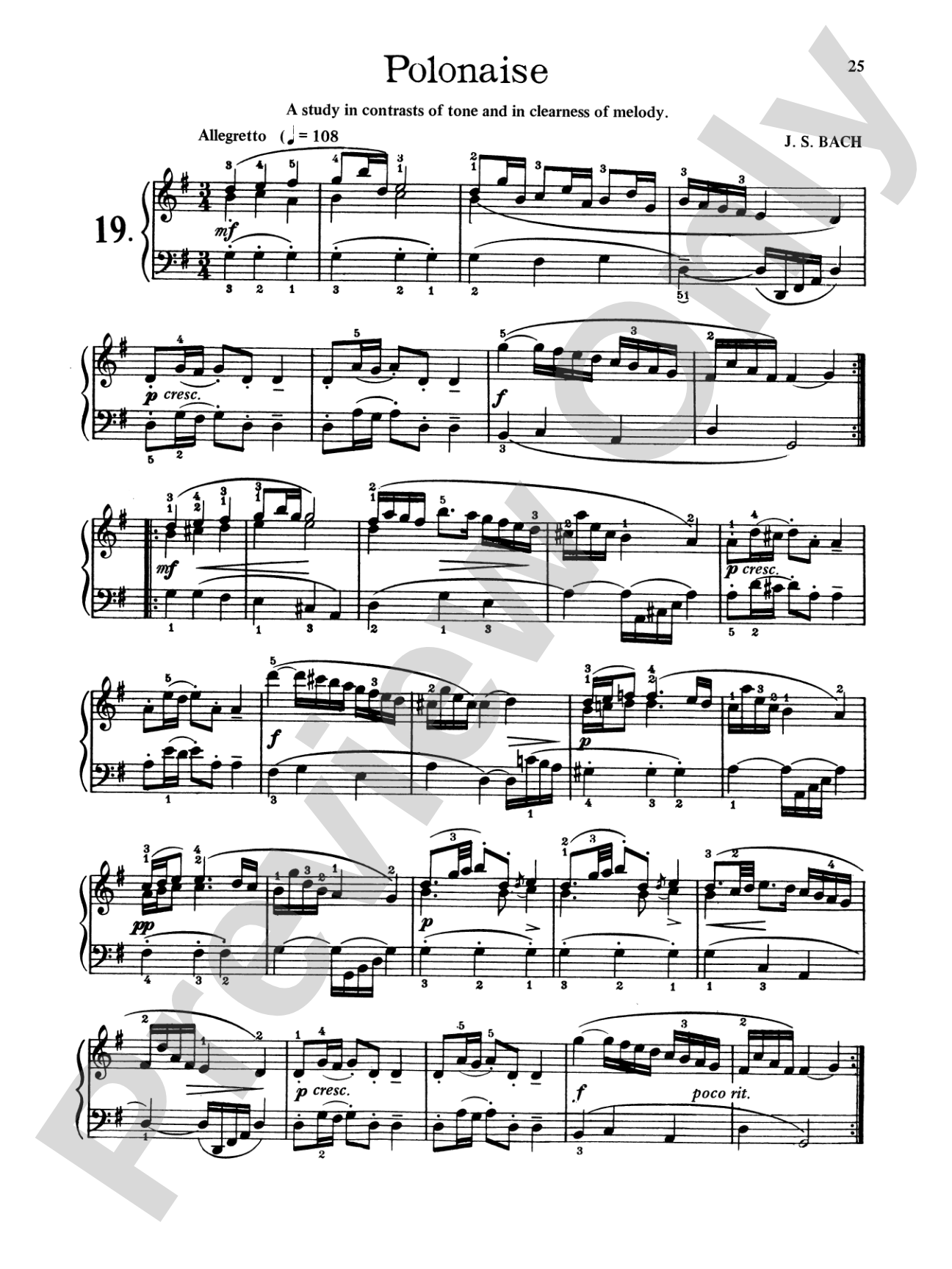 Bach: First Lessons in Bach (Ed. Carroll)