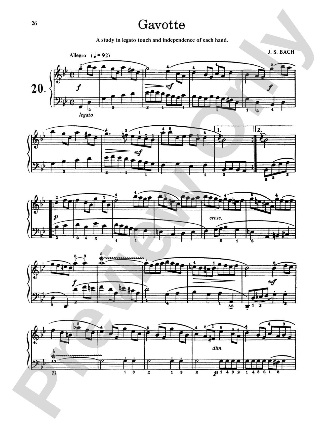 Bach: First Lessons in Bach (Ed. Carroll)