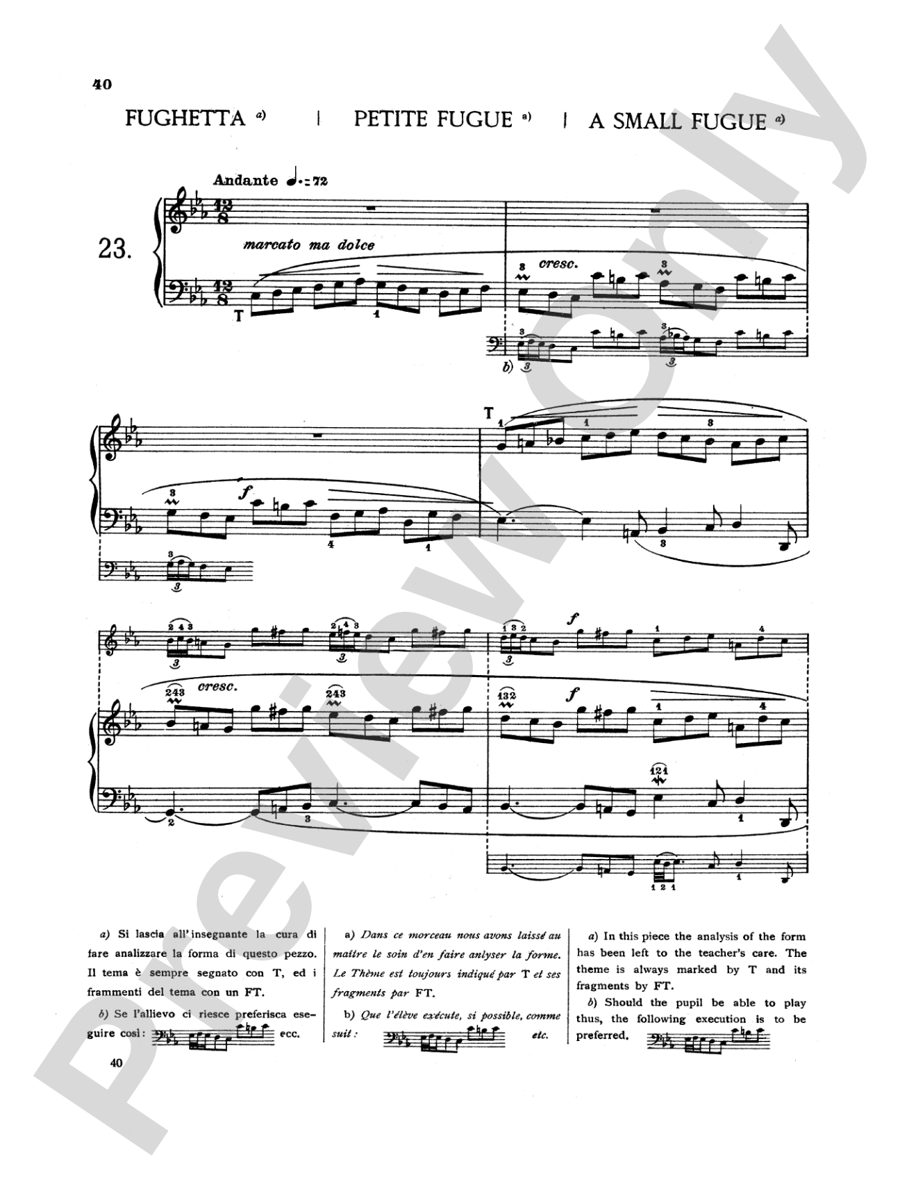 Bach: Twenty Three Easy Pieces (Ed. Mugellini)
