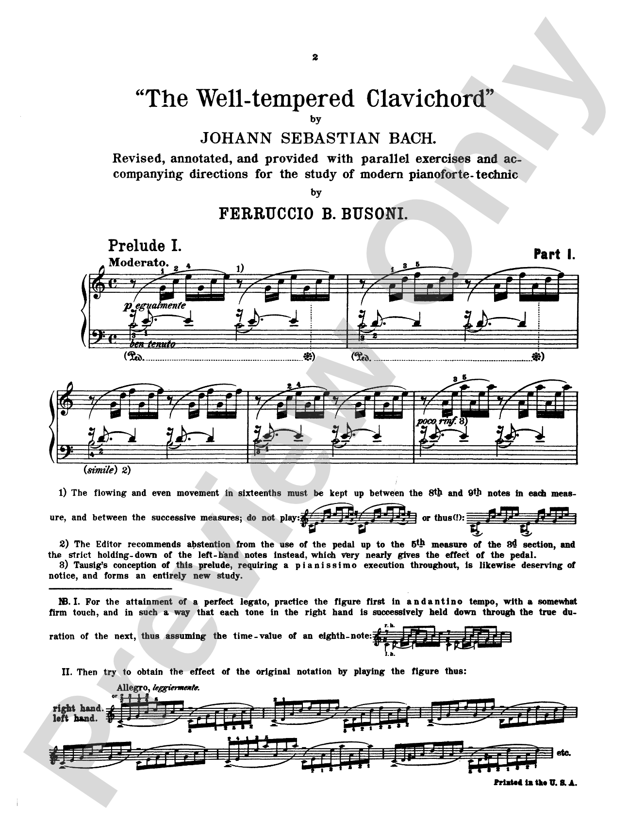 Bach: The Well-Tempered Clavier (Book I, Nos. 1-8) (Ed. Feruccio Busoni): Piano Book