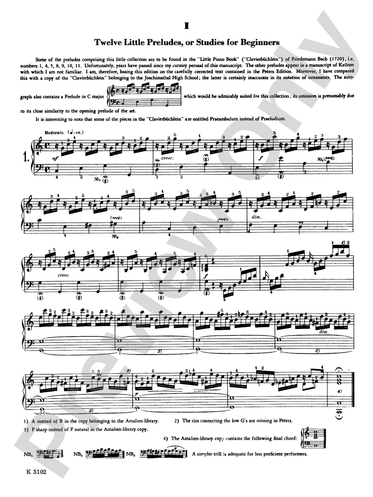 Bach: Twelve Little Preludes: Piano Book