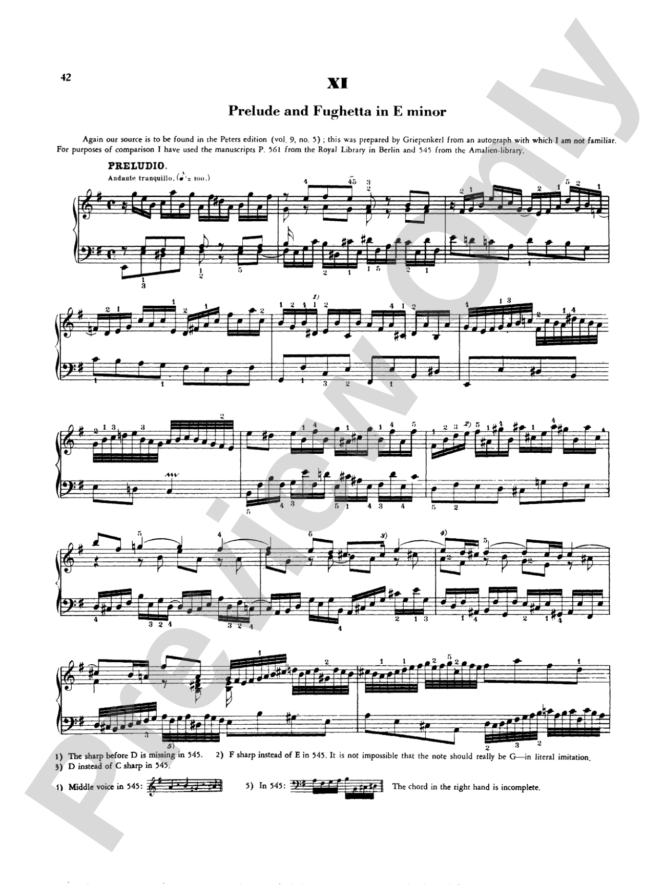 Bach: Various Short Preludes and Fugues