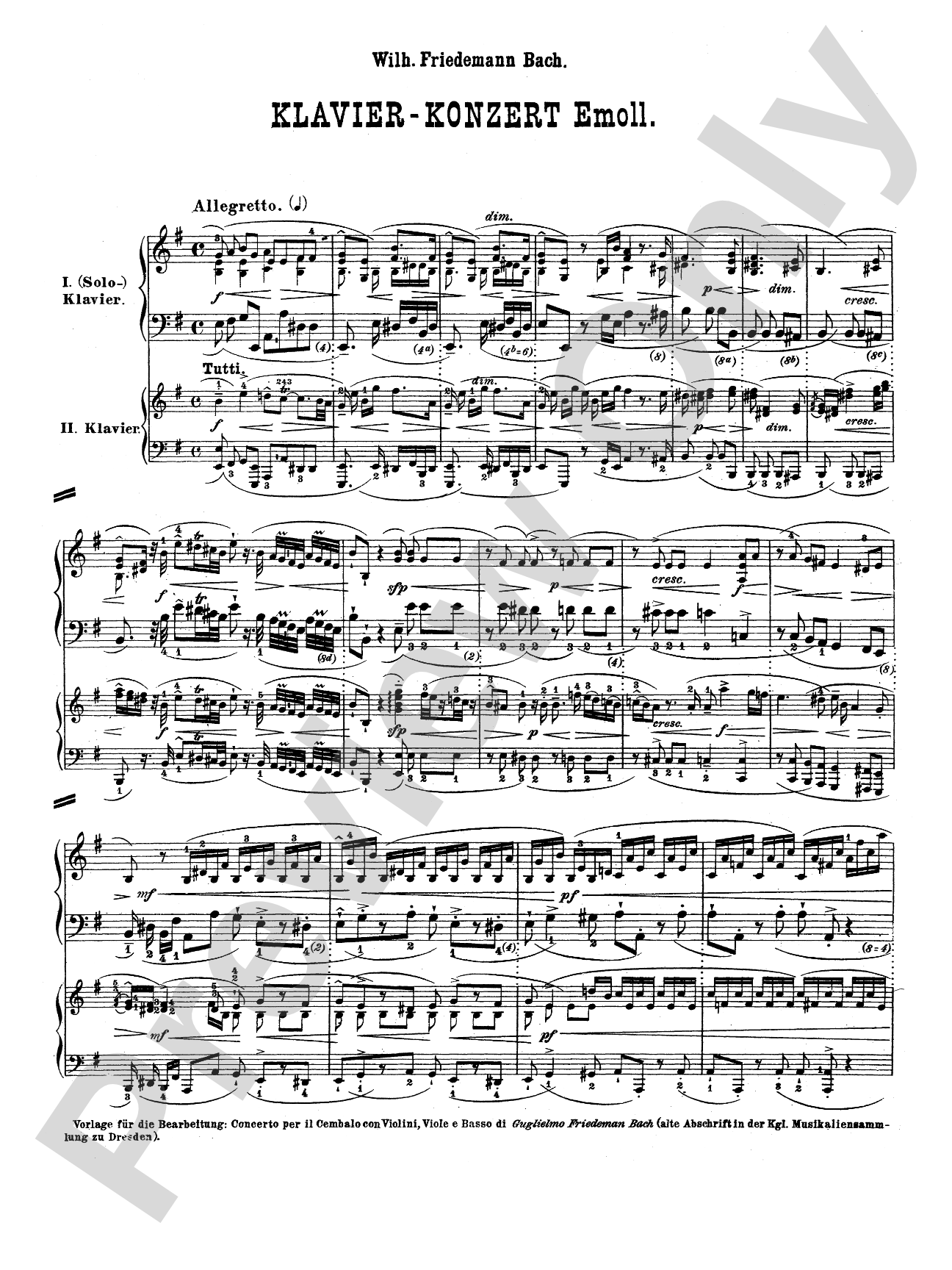 Bach: Piano Concerto in E Minor: Piano Duo (2 Pianos, 4 Hands) Book (2 copies required)