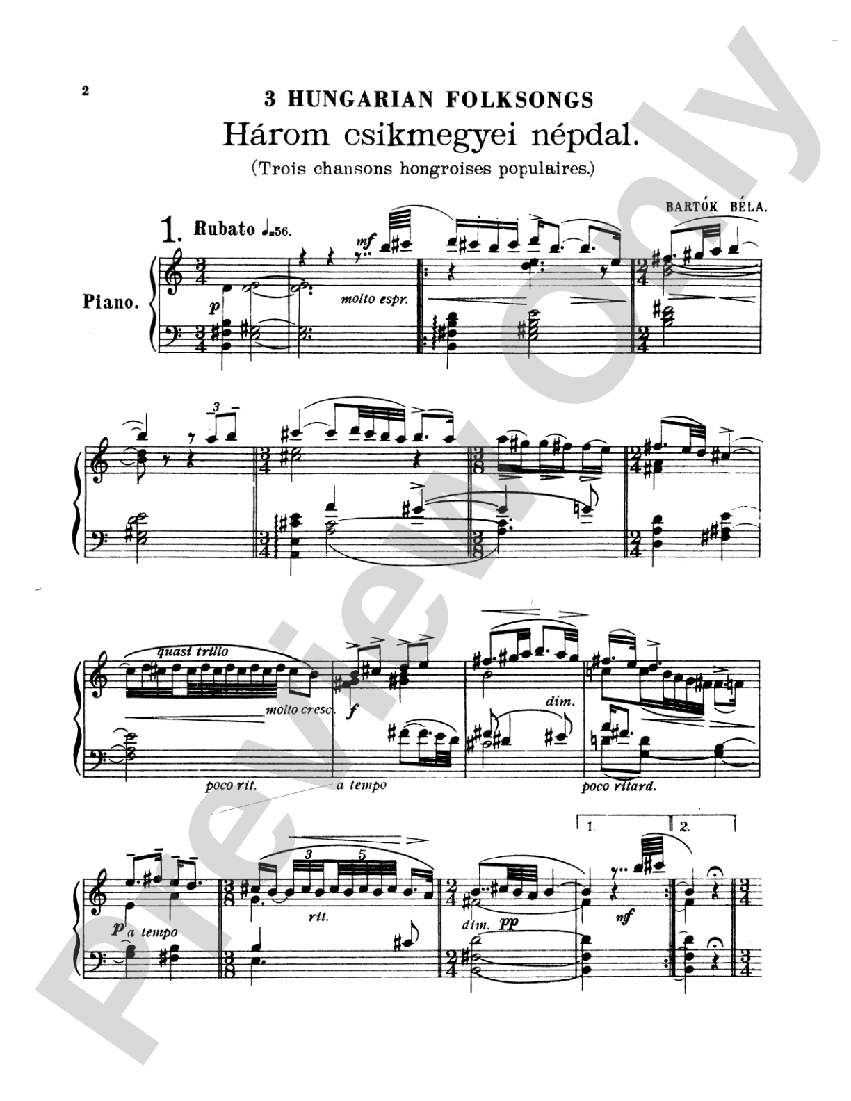 Bartók: Album for Piano: Piano Comb Bound Book