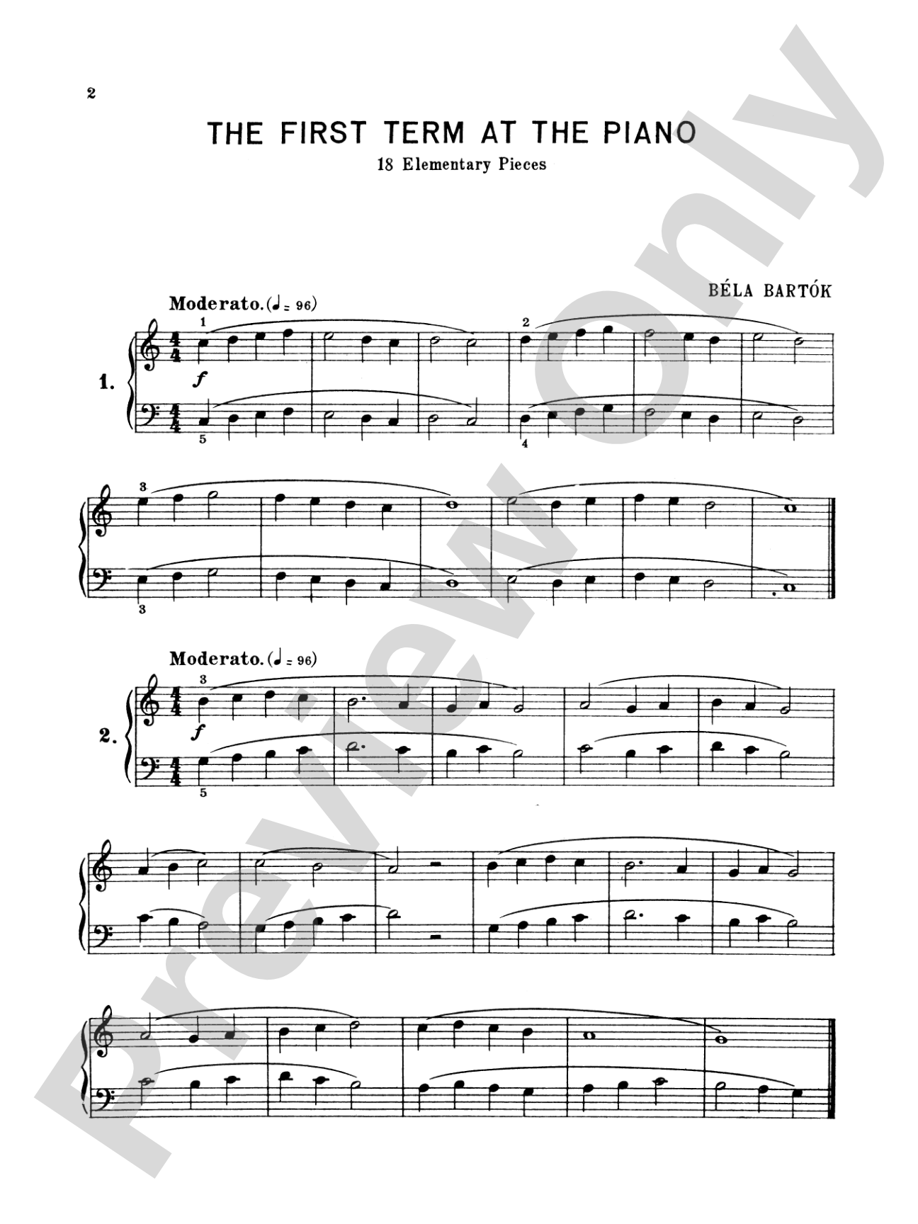 Bartók: The First Term: Piano Book