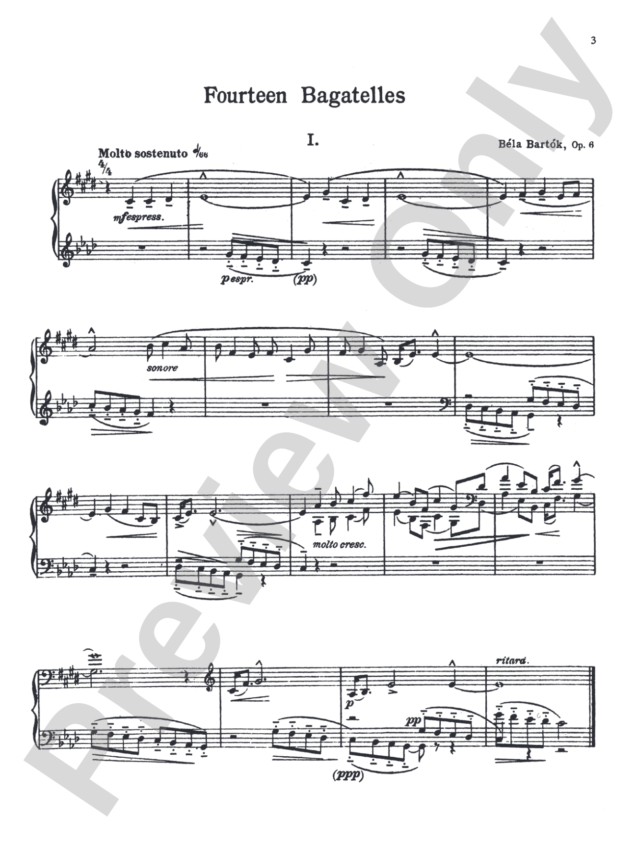 Bartók: 14 Bagatelles, Op. 6: Piano Book