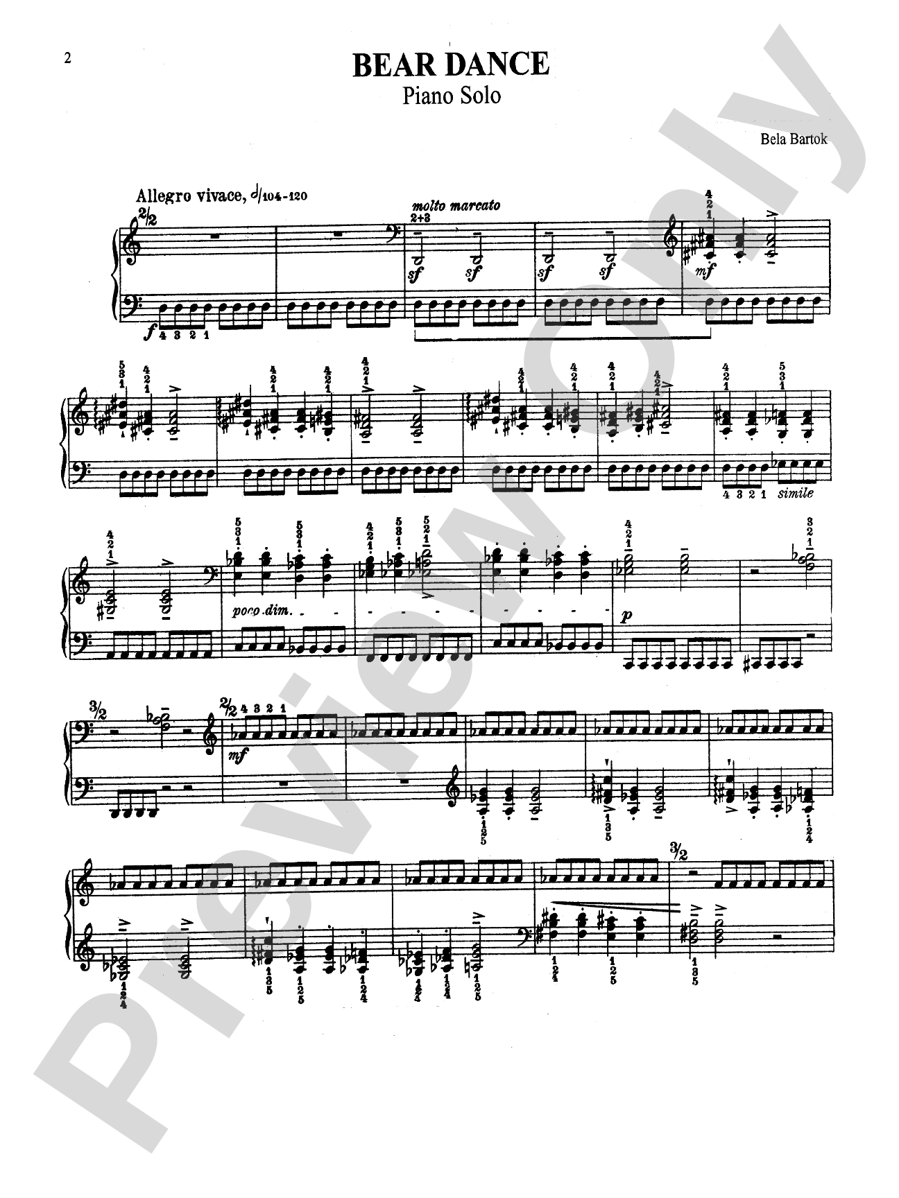 Bartók: Bear Dance: Piano