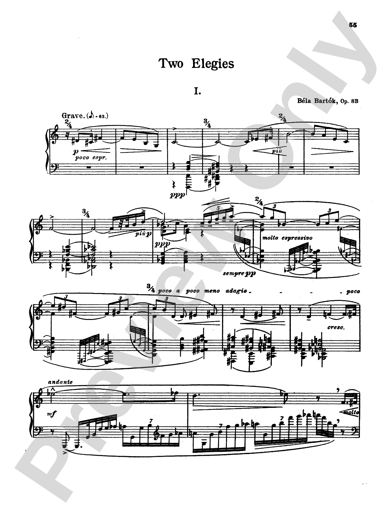 Bartók: Two Elegies, Op. 8B: Piano