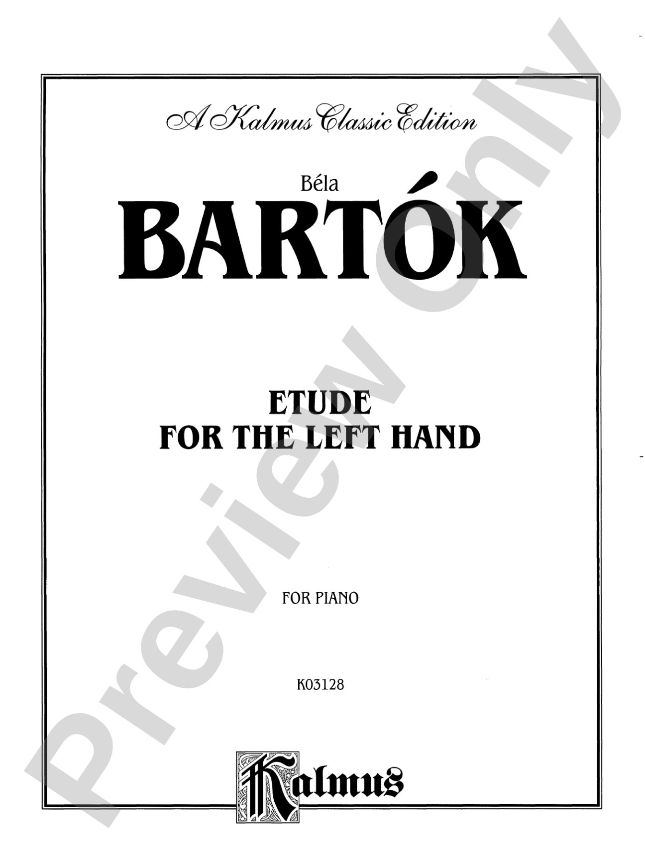 Bartók: Etude for the Left Hand: Piano