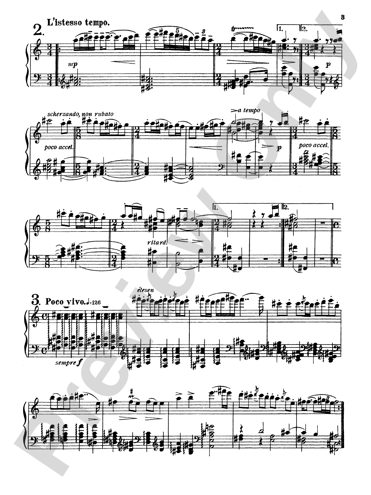 Bartók: Three Hungarian Folksongs: Piano