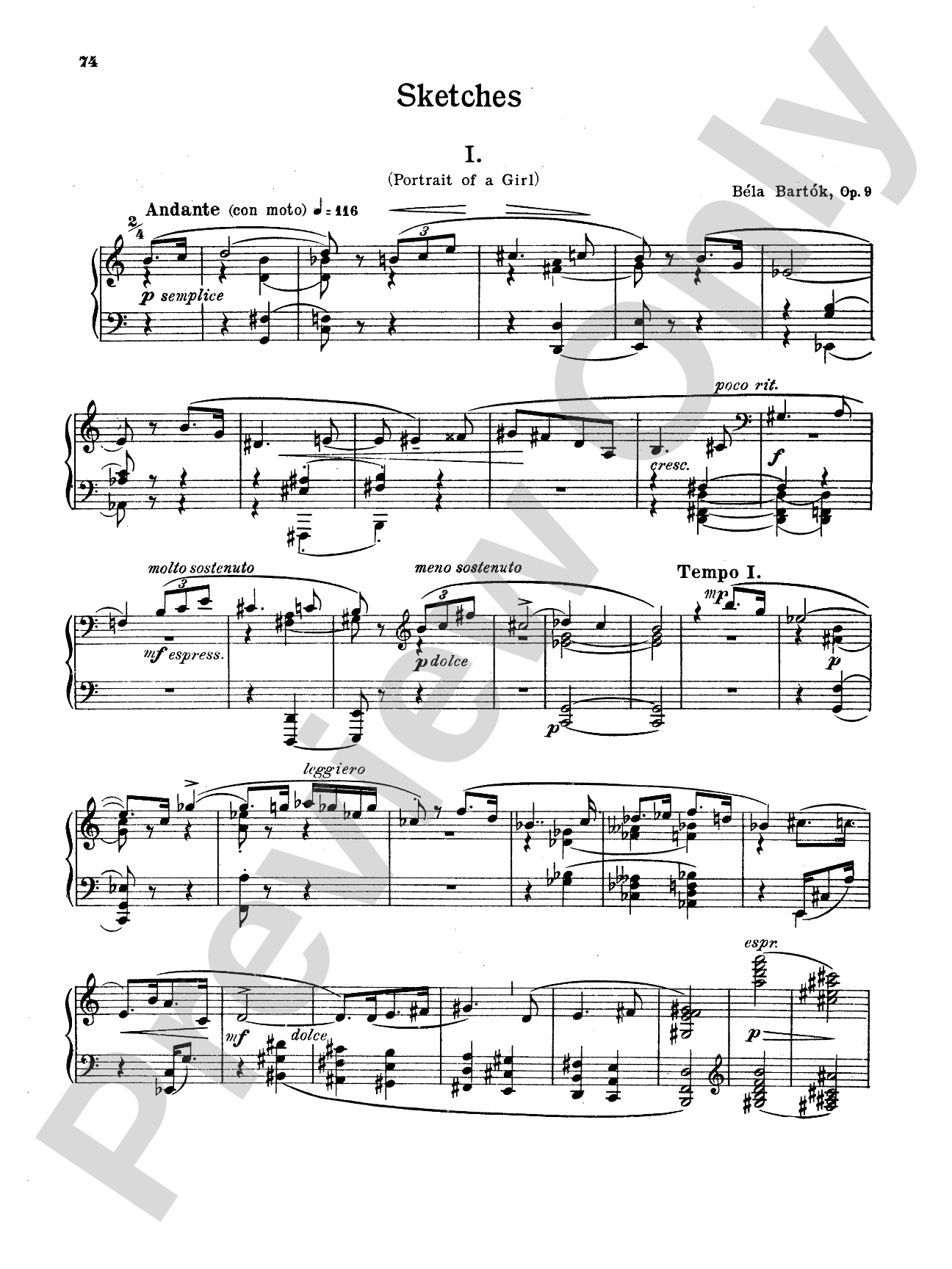 Bartók: Sketches, Op. 9: Piano
