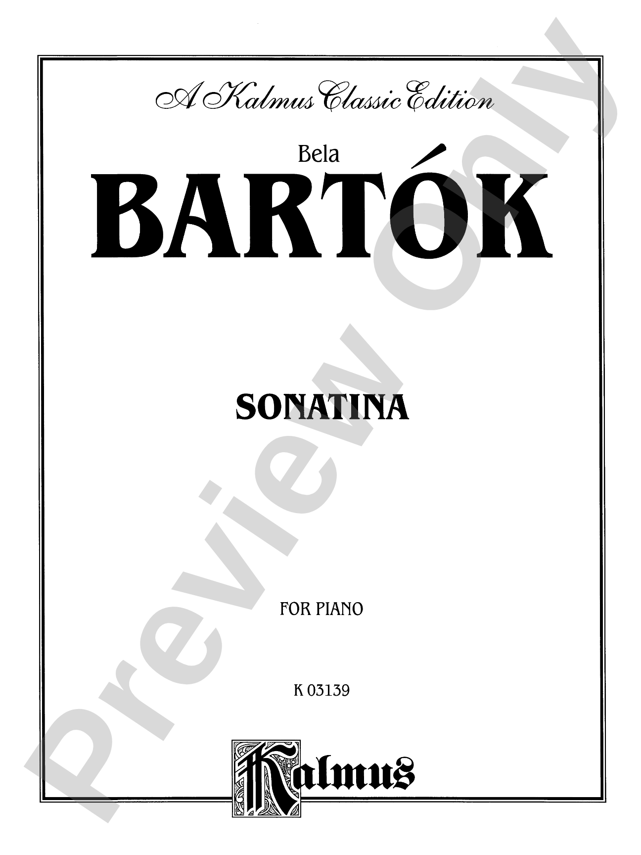 Bartók: Sonatina: Piano