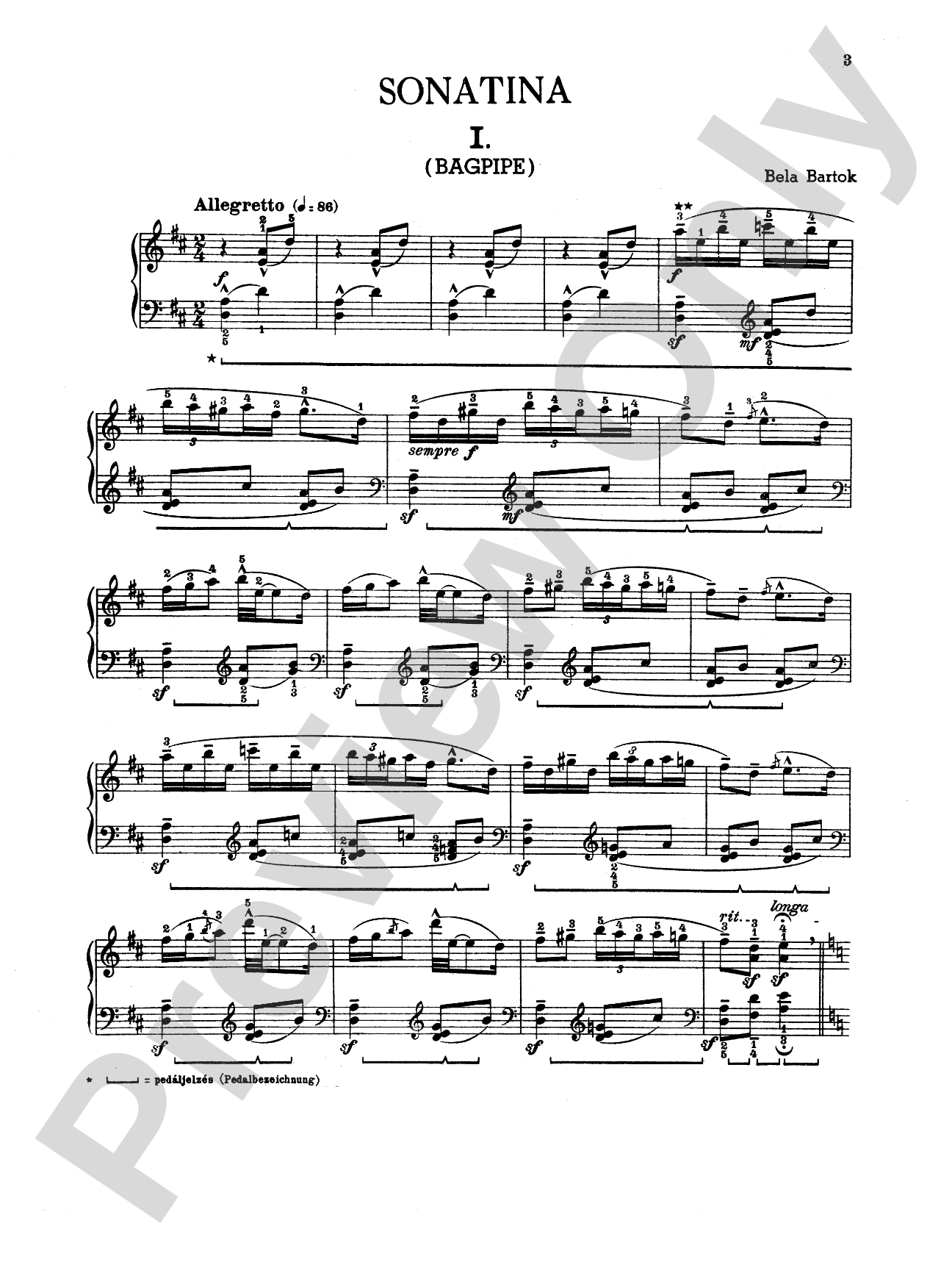 Bartók: Sonatina: Piano