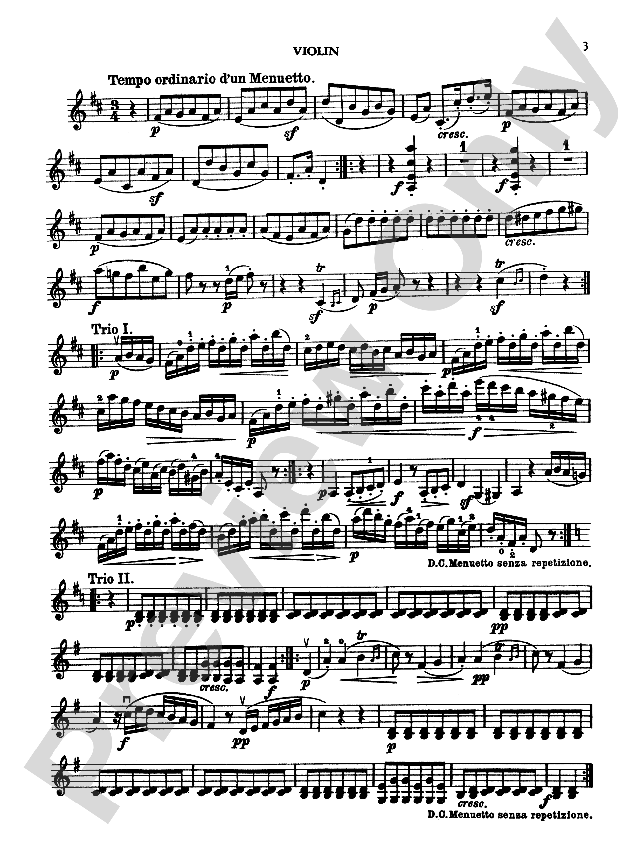 Beethoven: Serenade in D Major, Op. 25: Chamber Trio Book