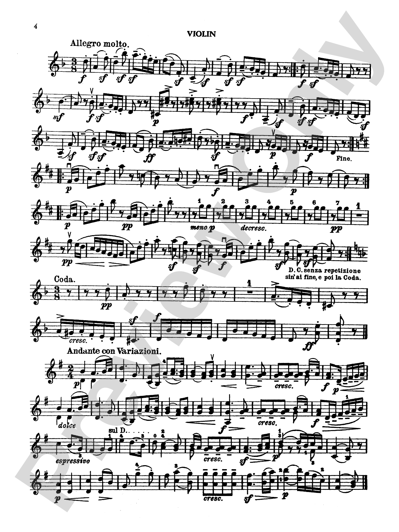 Beethoven: Serenade in D Major, Op. 25: Chamber Trio Book