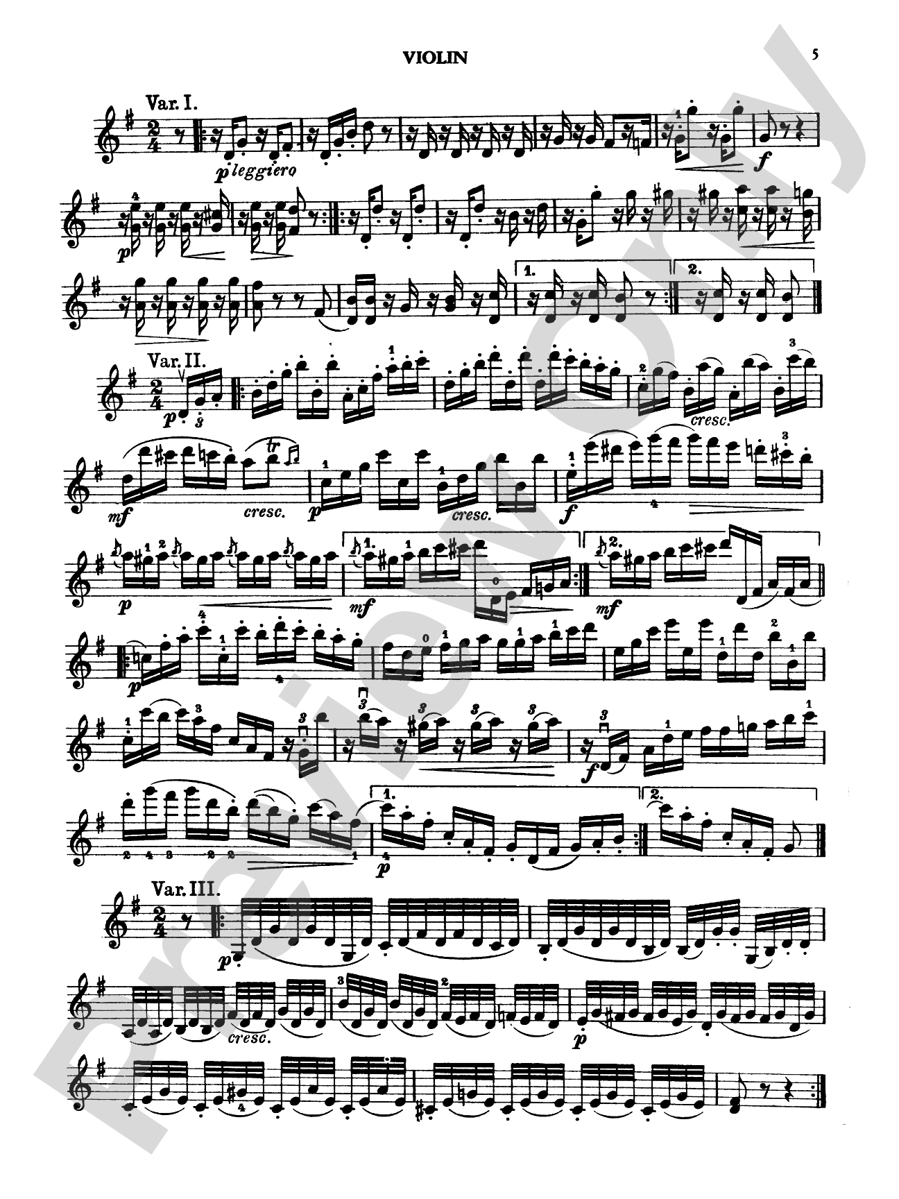 Beethoven: Serenade in D Major, Op. 25: Chamber Trio Book