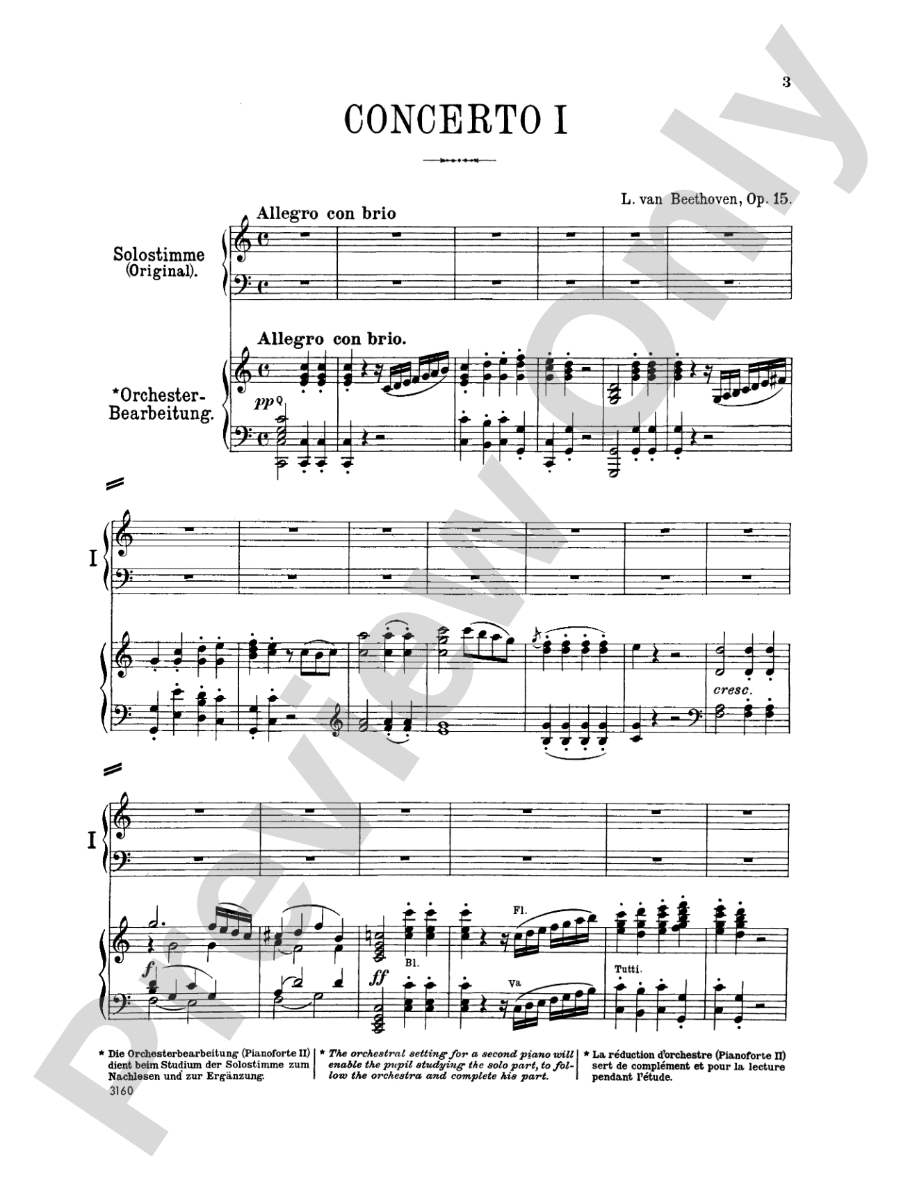 Beethoven: Piano Concerto No. 1 in C Major, Opus 15: Piano Duo (2 Pianos, 4 Hands) Book (2 copies required)