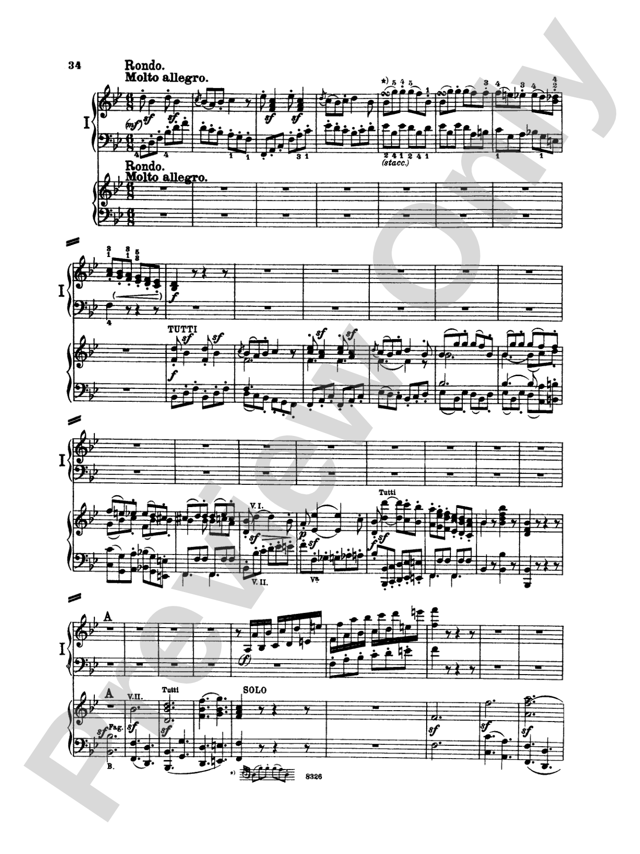 Beethoven: Piano Concerto No. 2 in B flat Major, Opus 19: Piano Duo (2 Pianos, 4 Hands) Book (2 copies required)
