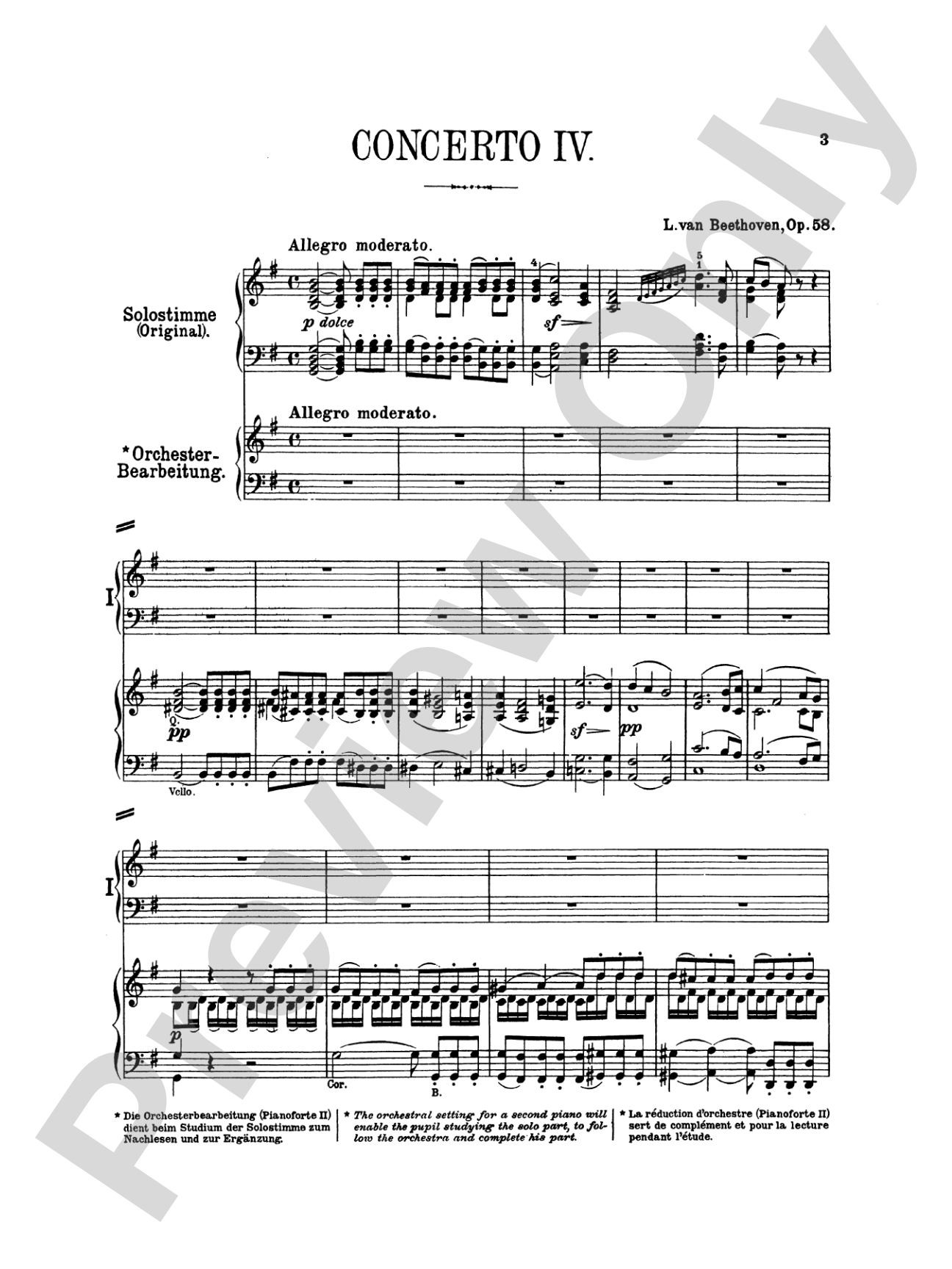 Beethoven: Piano Concerto No. 4 in G Major, Opus 58: Piano Duo (2 Pianos, 4 Hands) Book (2 copies required)