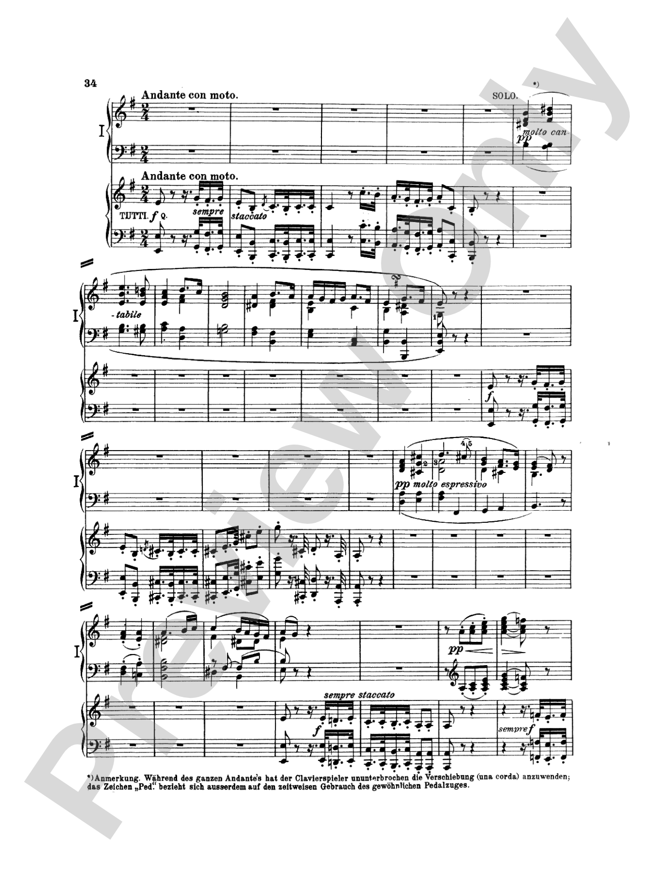 Beethoven: Piano Concerto No. 4 in G Major, Opus 58: Piano Duo (2 Pianos, 4 Hands) Book (2 copies required)