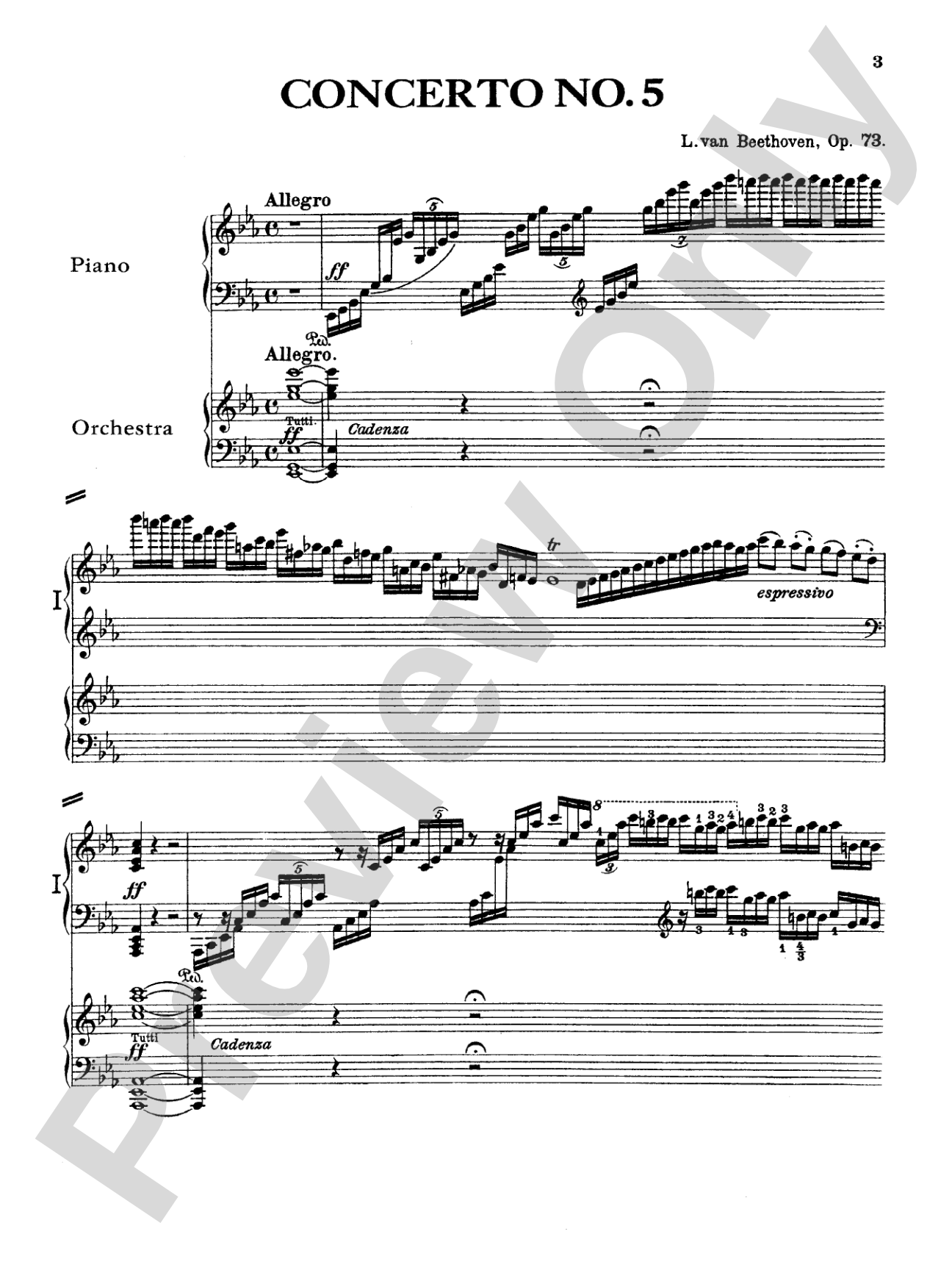 Beethoven: Piano Concerto No. 5 in E flat Major, Opus 73: Piano Duo (2 Pianos, 4 Hands) Book (2 copies required)