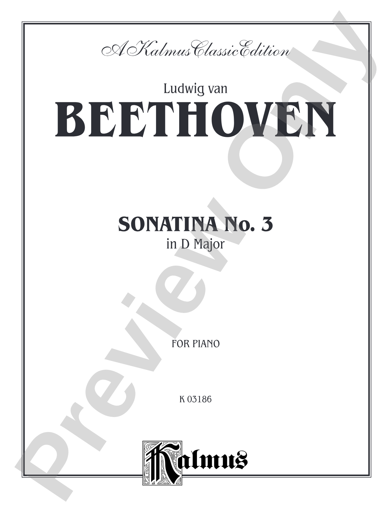Beethoven: Sonata No. 3 in D Major: Piano