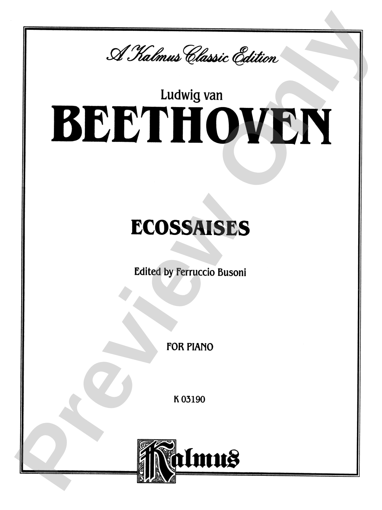 Beethoven: Ecossaises (Ed. Feruccio Busoni): Piano