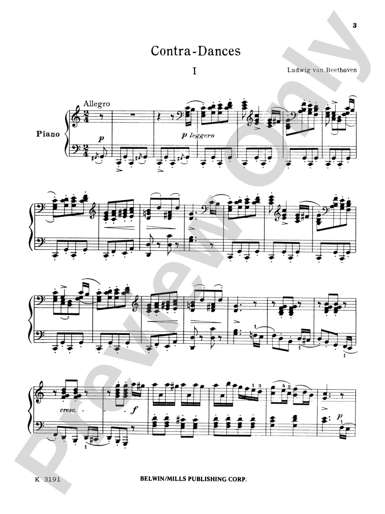 Beethoven: Contra Dances: Piano Book