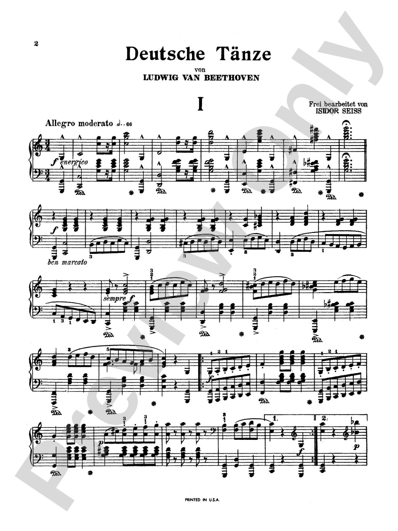 Beethoven: Three German Dances: Piano