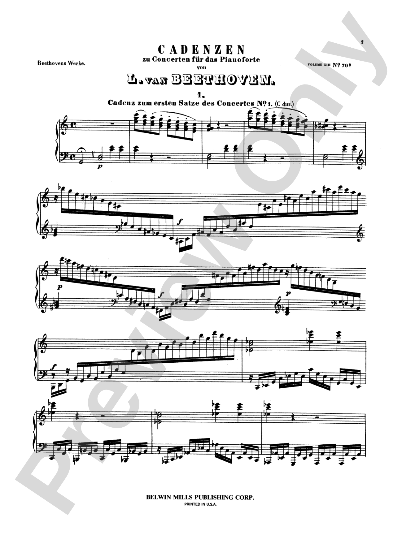 Beethoven: Cadenzas to the Piano Concerti: Piano Book
