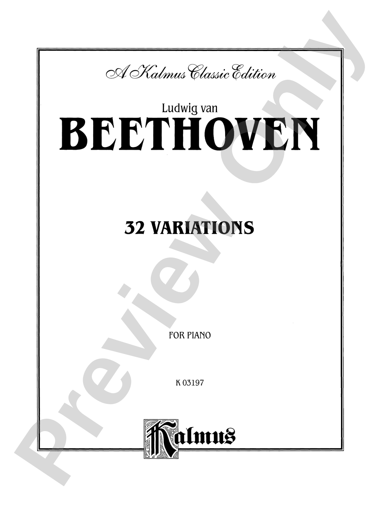 Beethoven: 32 Variations: Piano