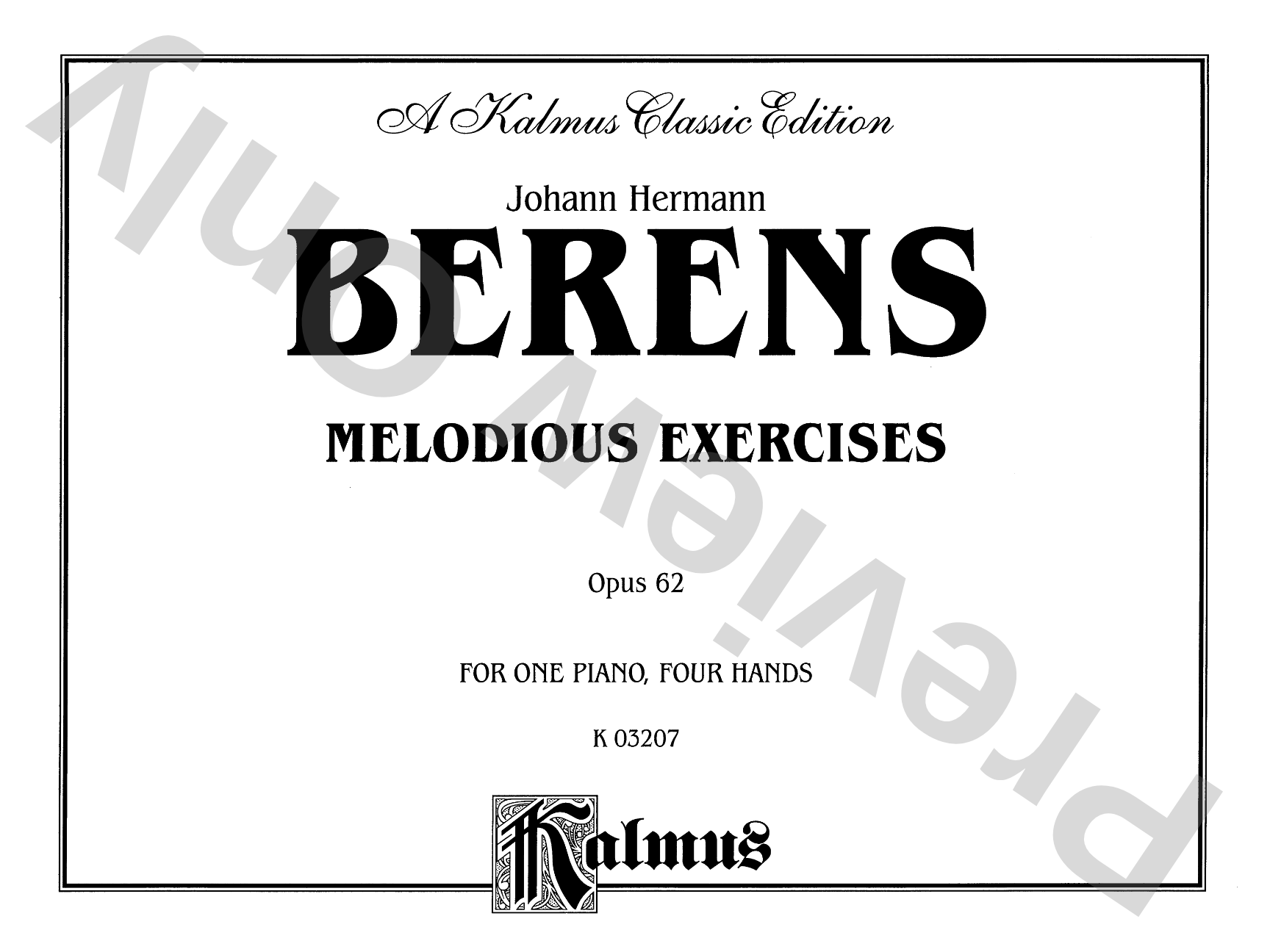 Berens: Melodious Exercises, Op. 62: Piano Duet (1 Piano, 4 Hands) Comb Bound Book