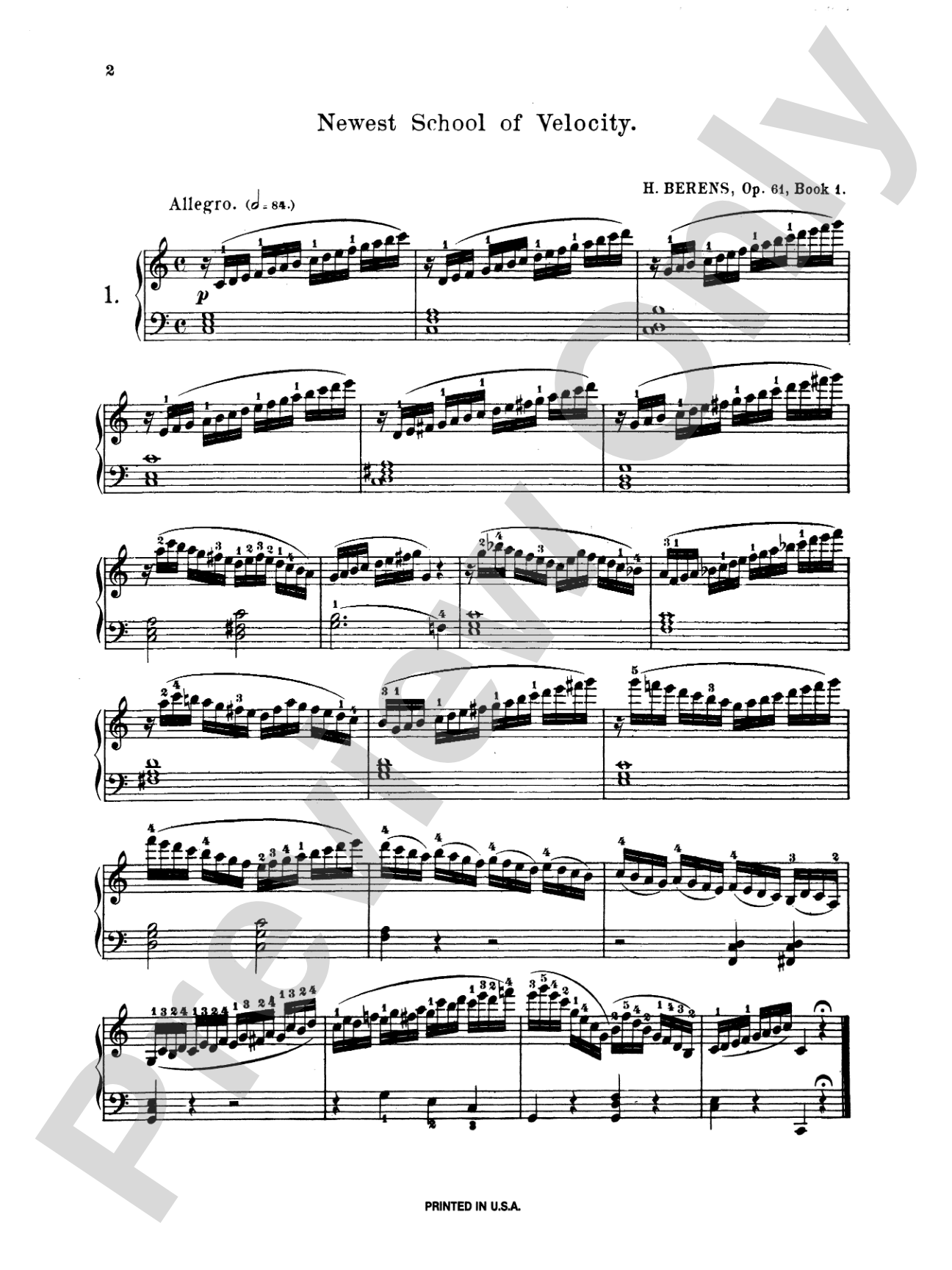 Berens: School of Velocity, Op. 61: Piano Book
