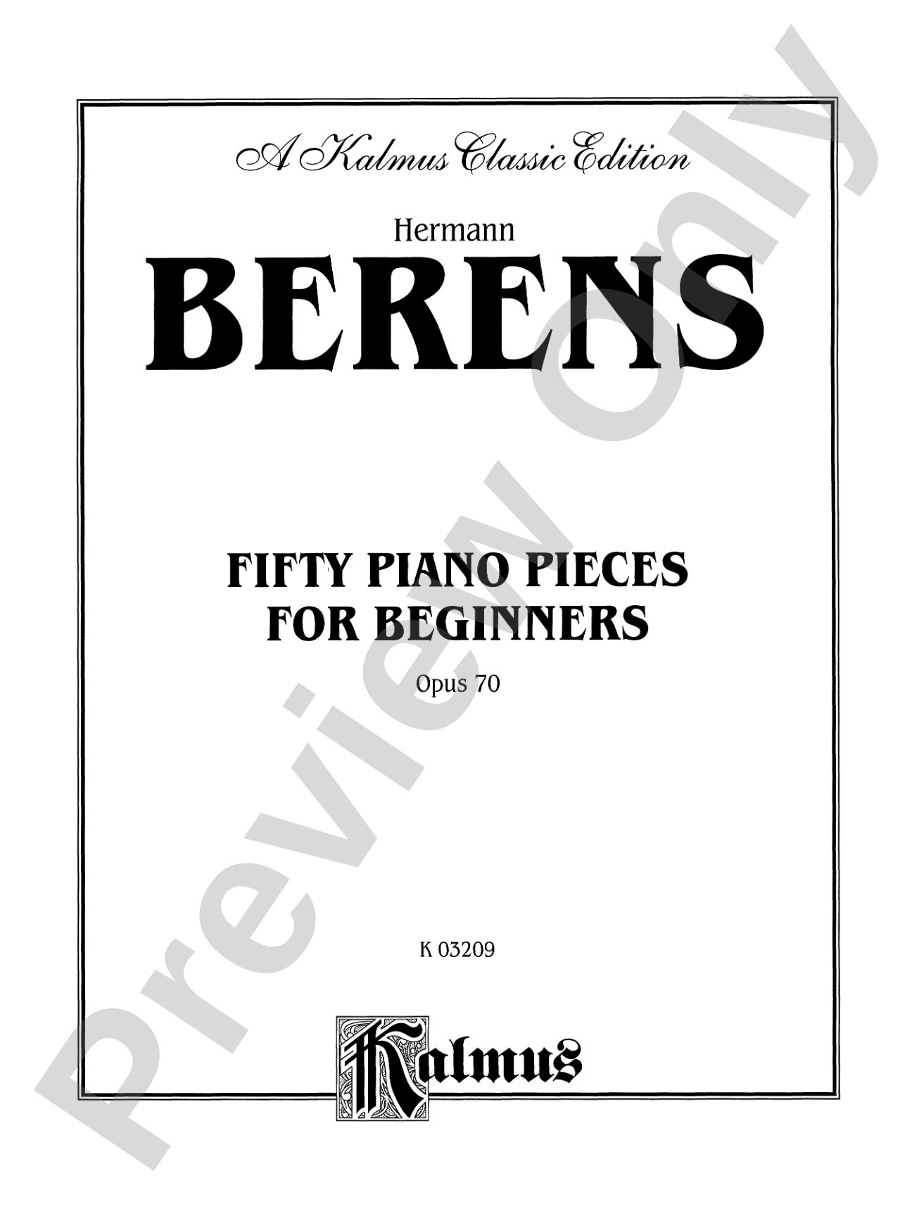 Berens: Fifty Piano Pieces for Beginners, Op. 70: Piano Book
