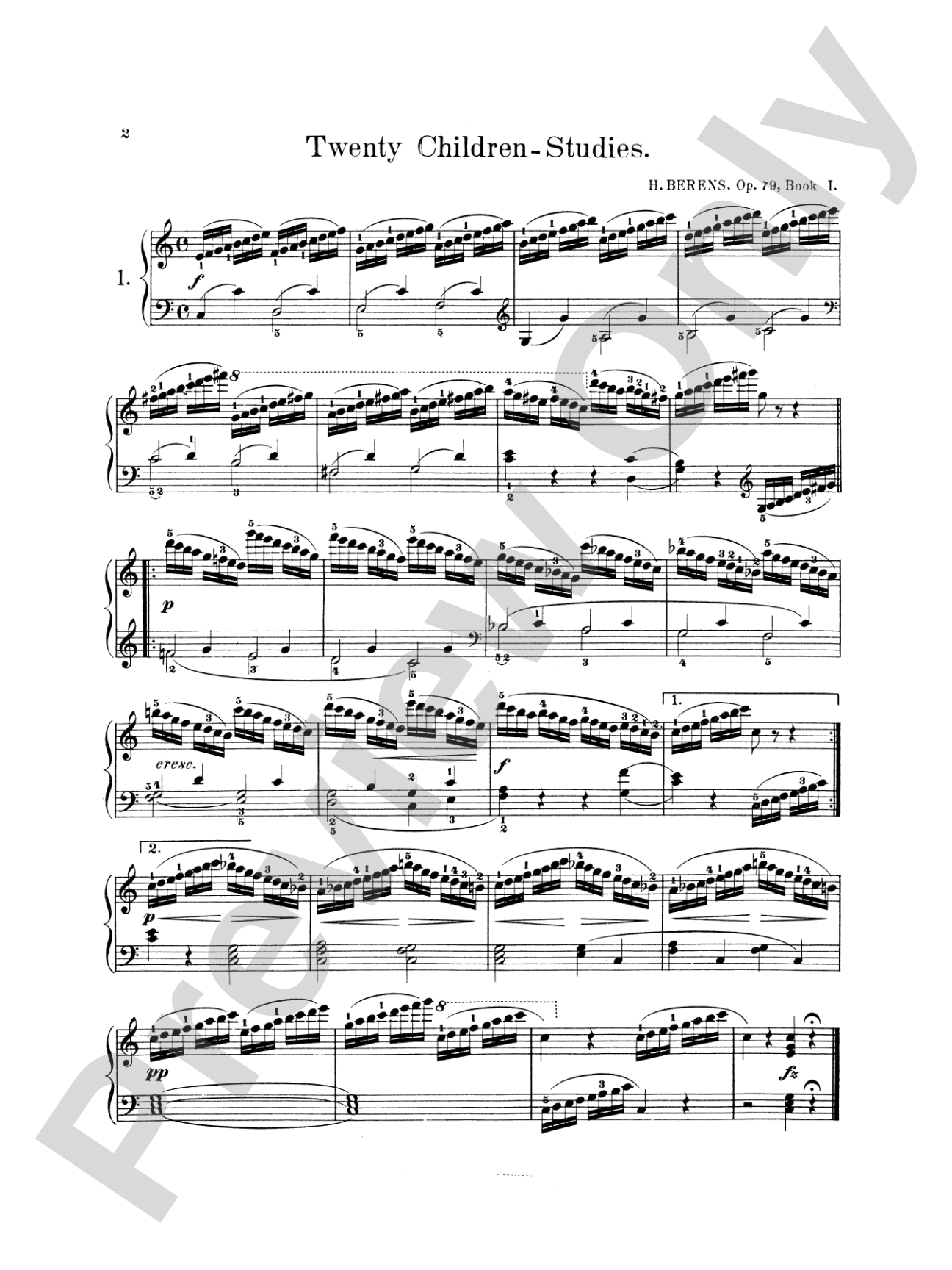 Berens: 20 Children's Studies, Op. 79: Piano Book