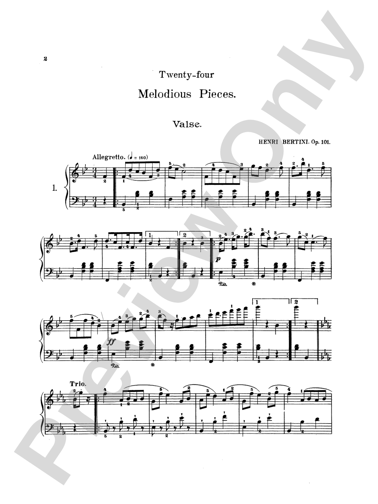 Bertini: Twenty-four Melodious Pieces