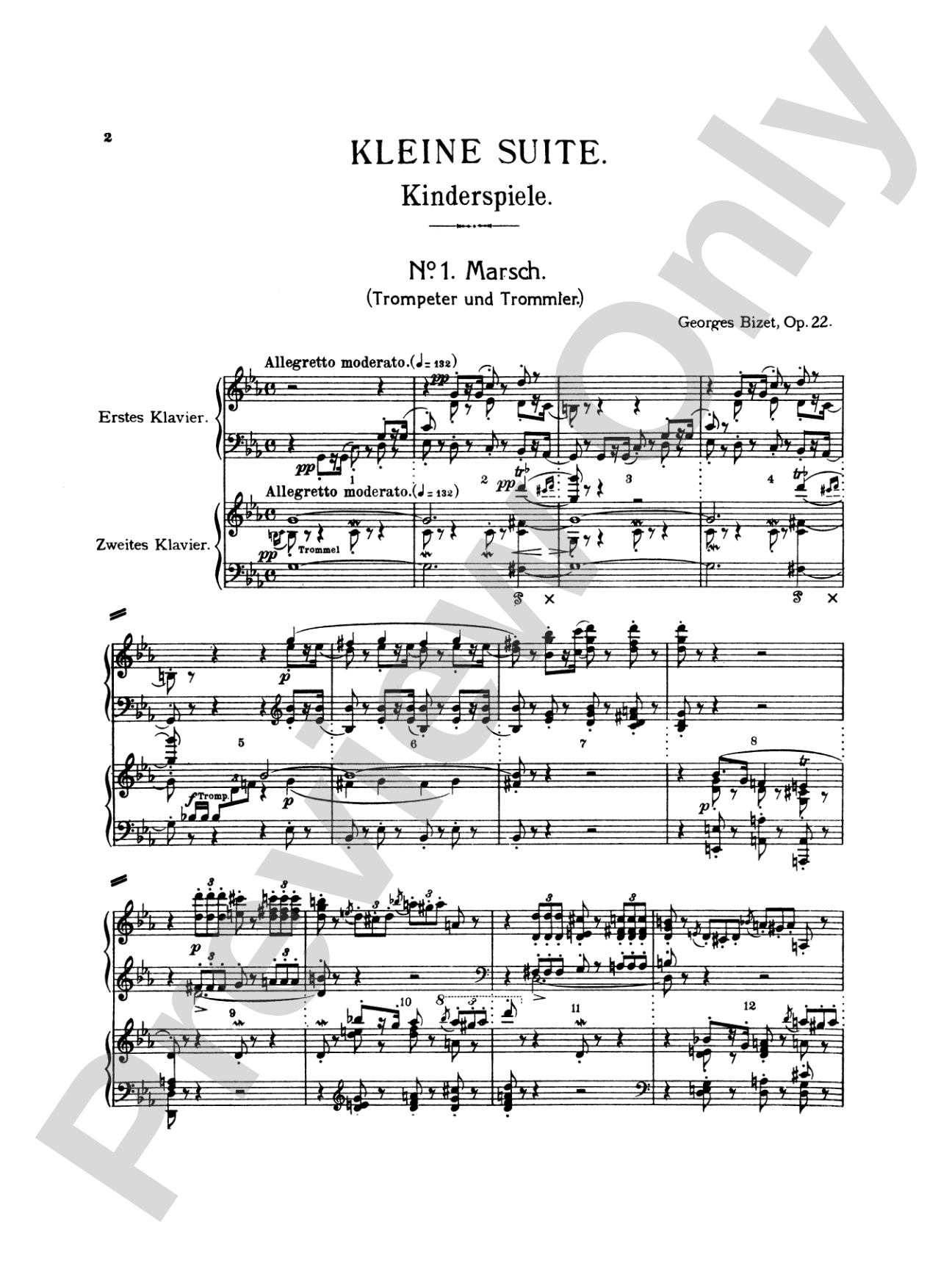 Bizet: Children's Suite (Jeux D'Enfants): Piano Duo (2 Pianos, 4 Hands) Book (2 copies required)