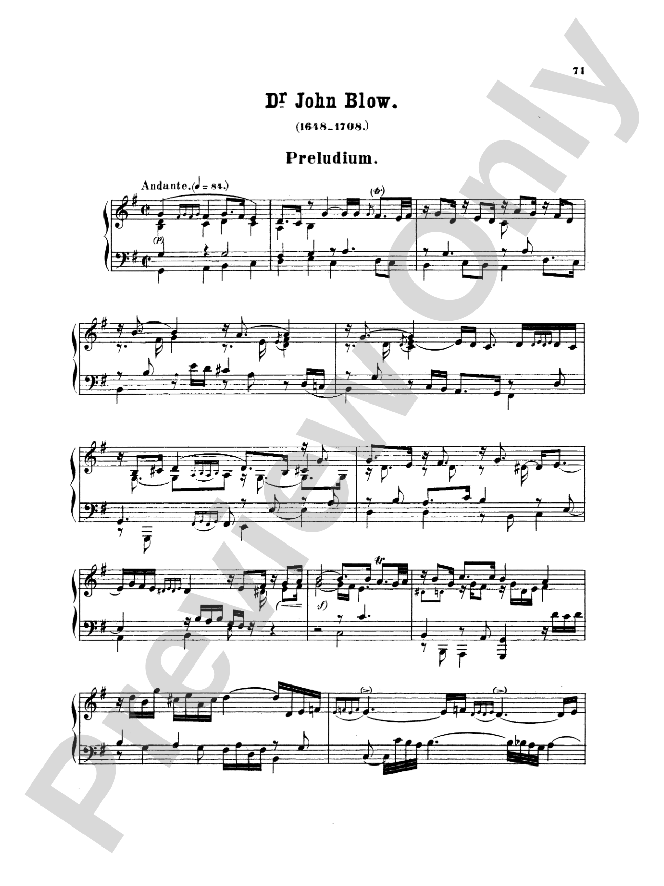 Blow: Twelve Compositions: Piano Book